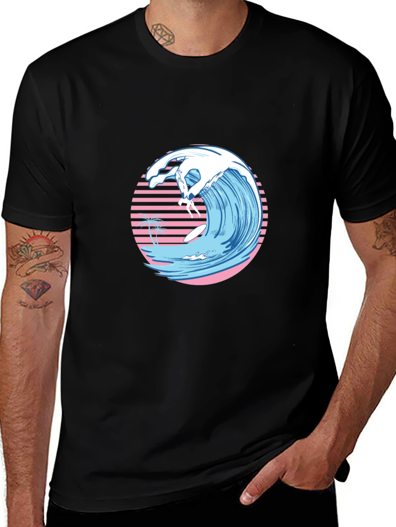 Variant 4 of Retro Wave Surfer Graphic Tee