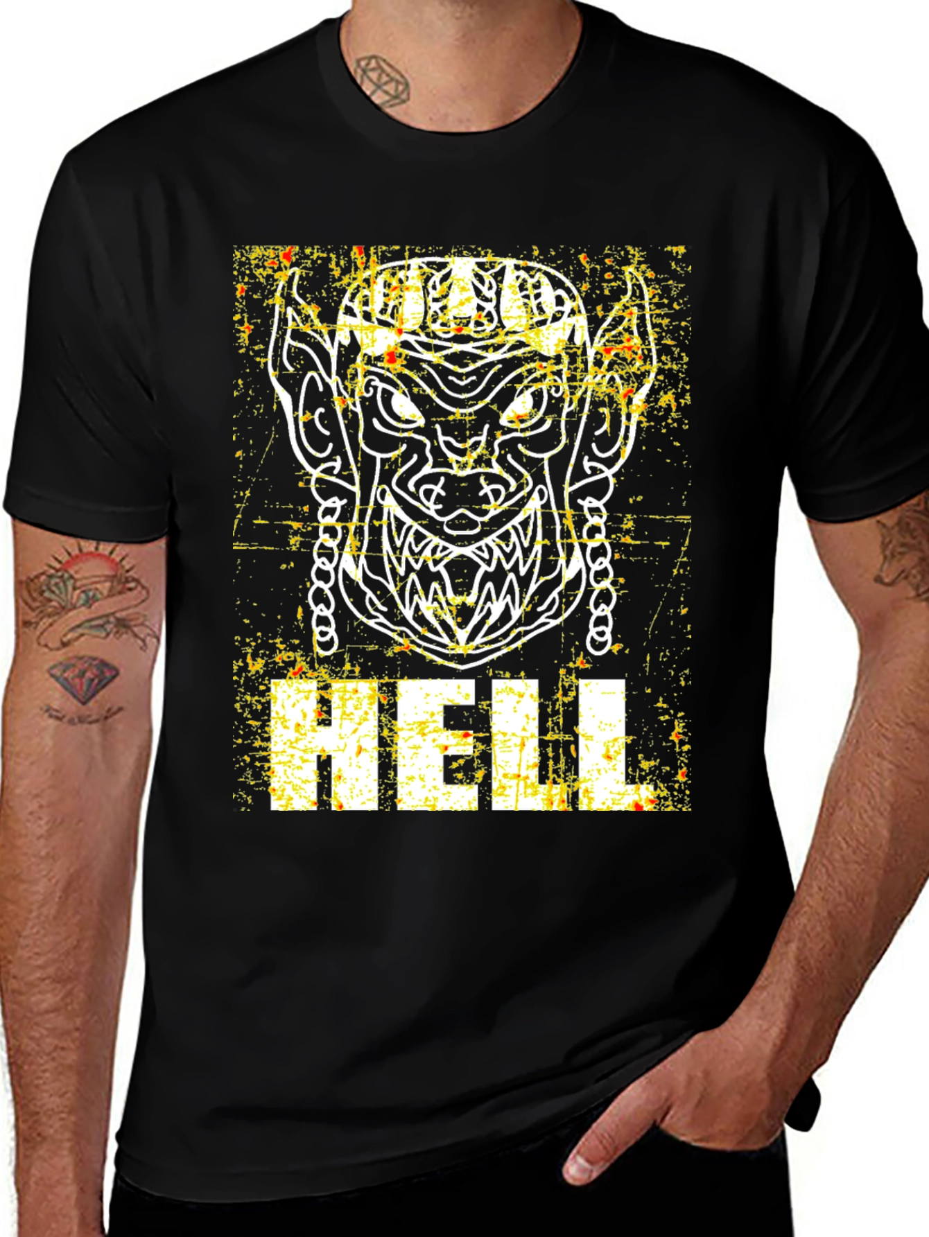 Variant 6 of Hell Graphic Print Black T-Shirt