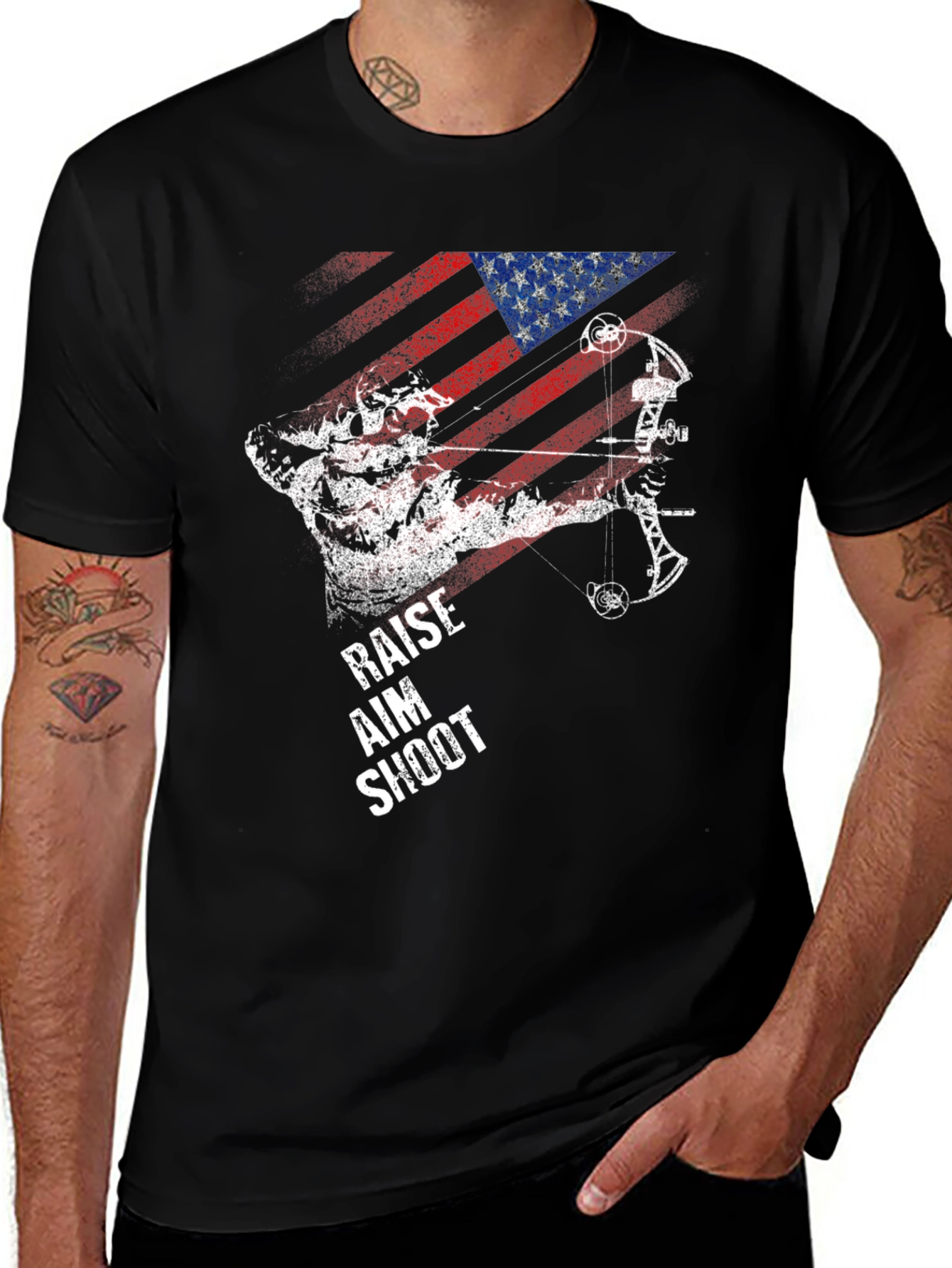 Variant 14 of American Archer T-Shirt - Raise Aim Shoot