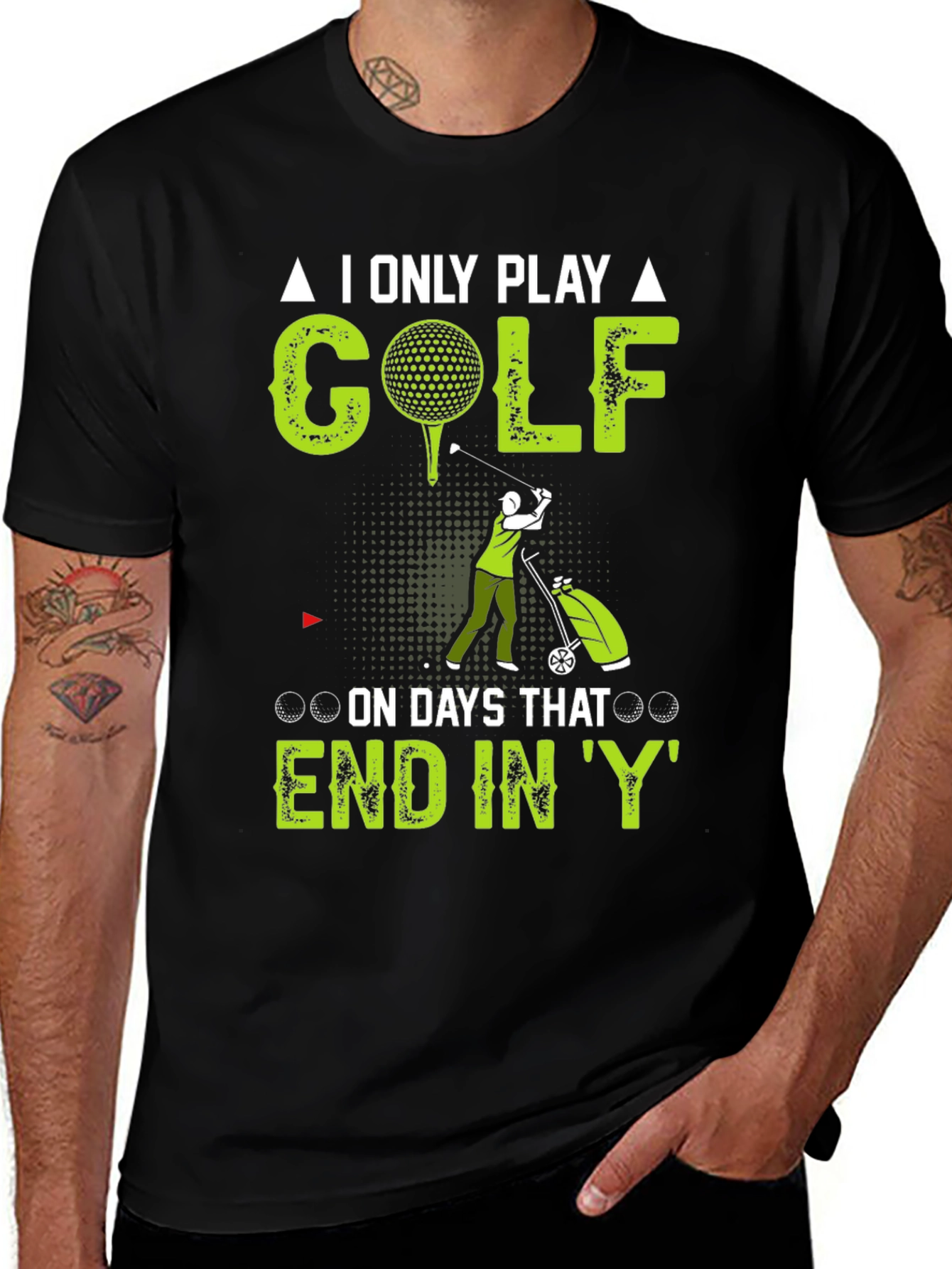 Black Funny Golf T-Shirt: I Only Play on Days That End In 'Y' main image