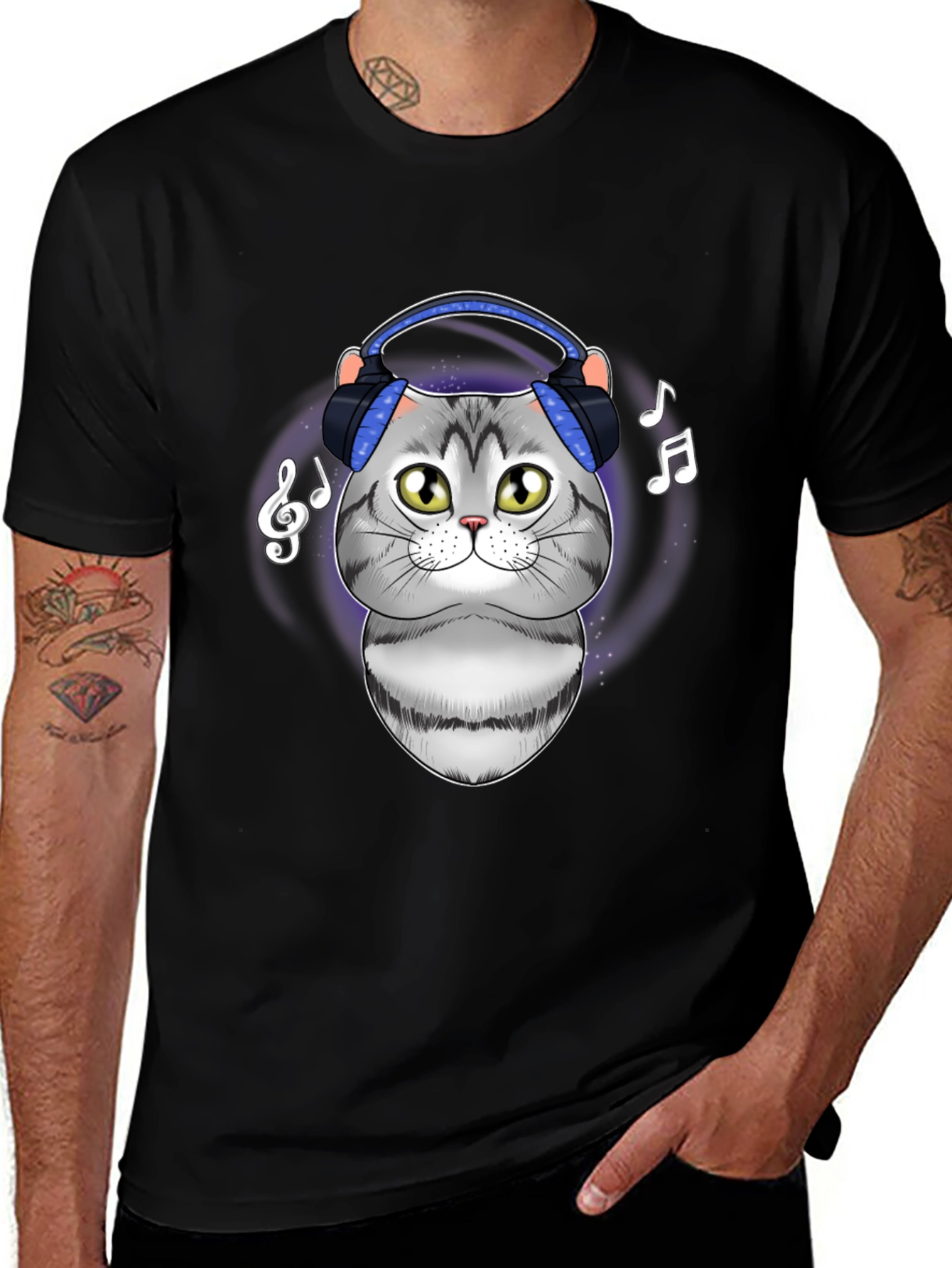 Variant 13 of Cat Wearing Headphones T-Shirt - Music Lover Tee