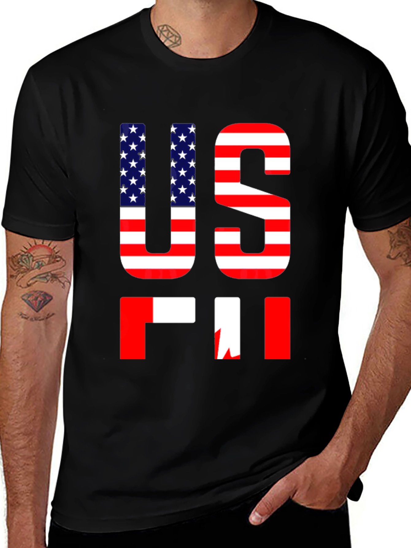 US-FI T-Shirt: American & Finnish Flag Design