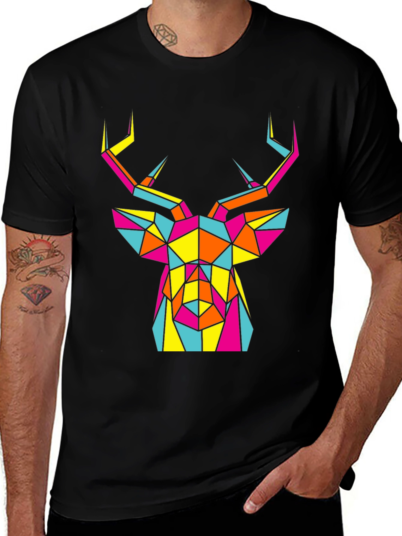 Variant 22 of Geometric Deer Head Graphic Tee