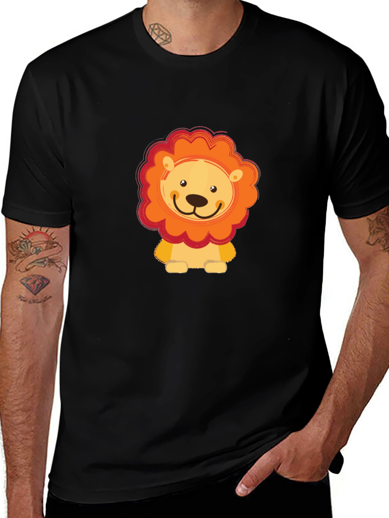 Variant 21 of Cute Lion Graphic Black T-Shirt