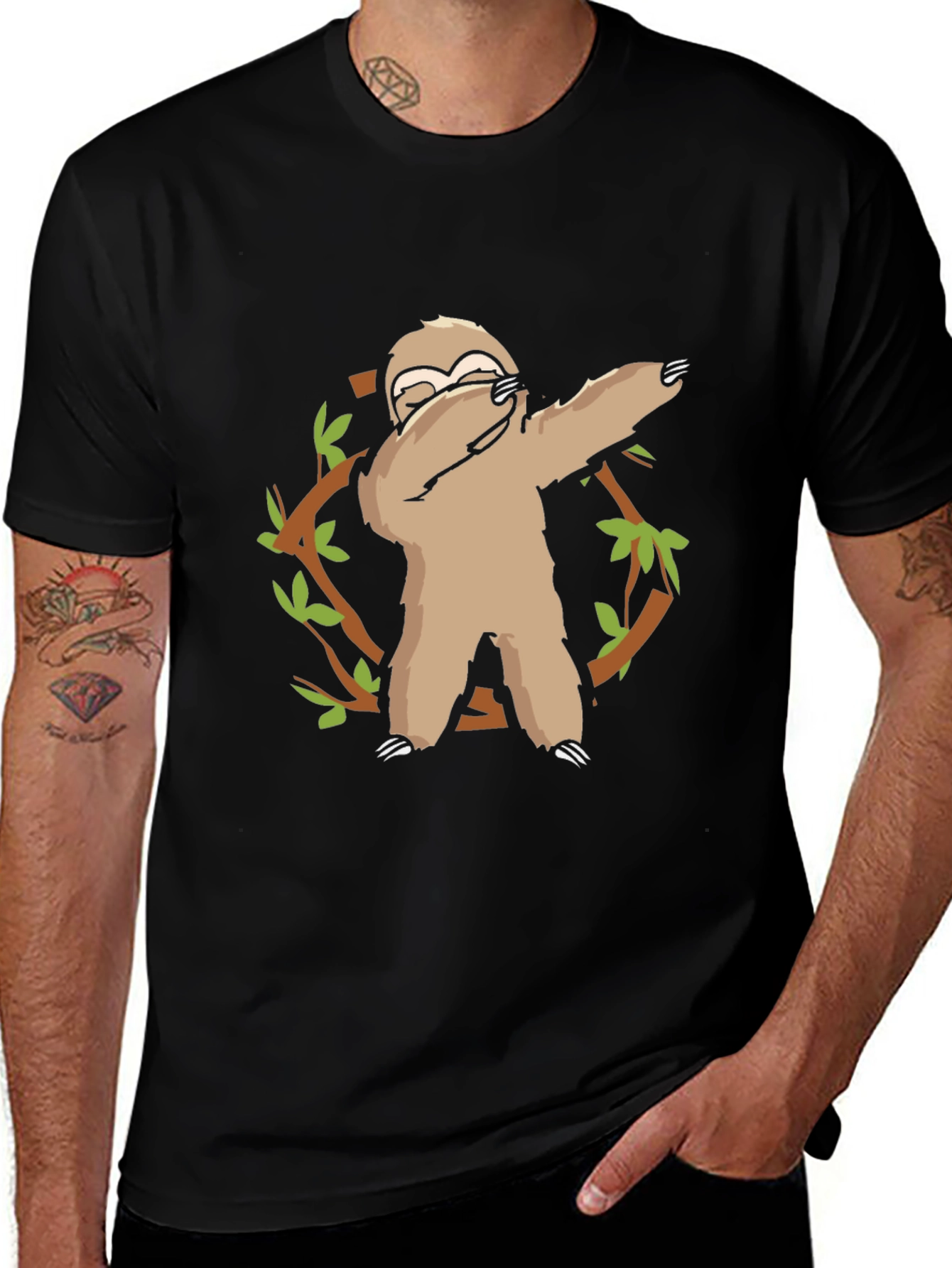 Variant 3 of Sloth Dab Graphic T-Shirt - Black