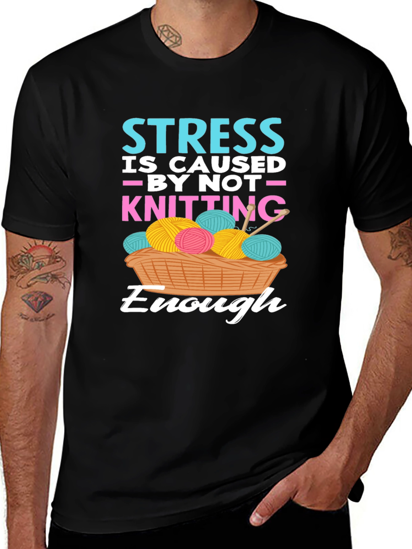 Variant 27 of Knitting Lover's T-Shirt - Stress Relief Design