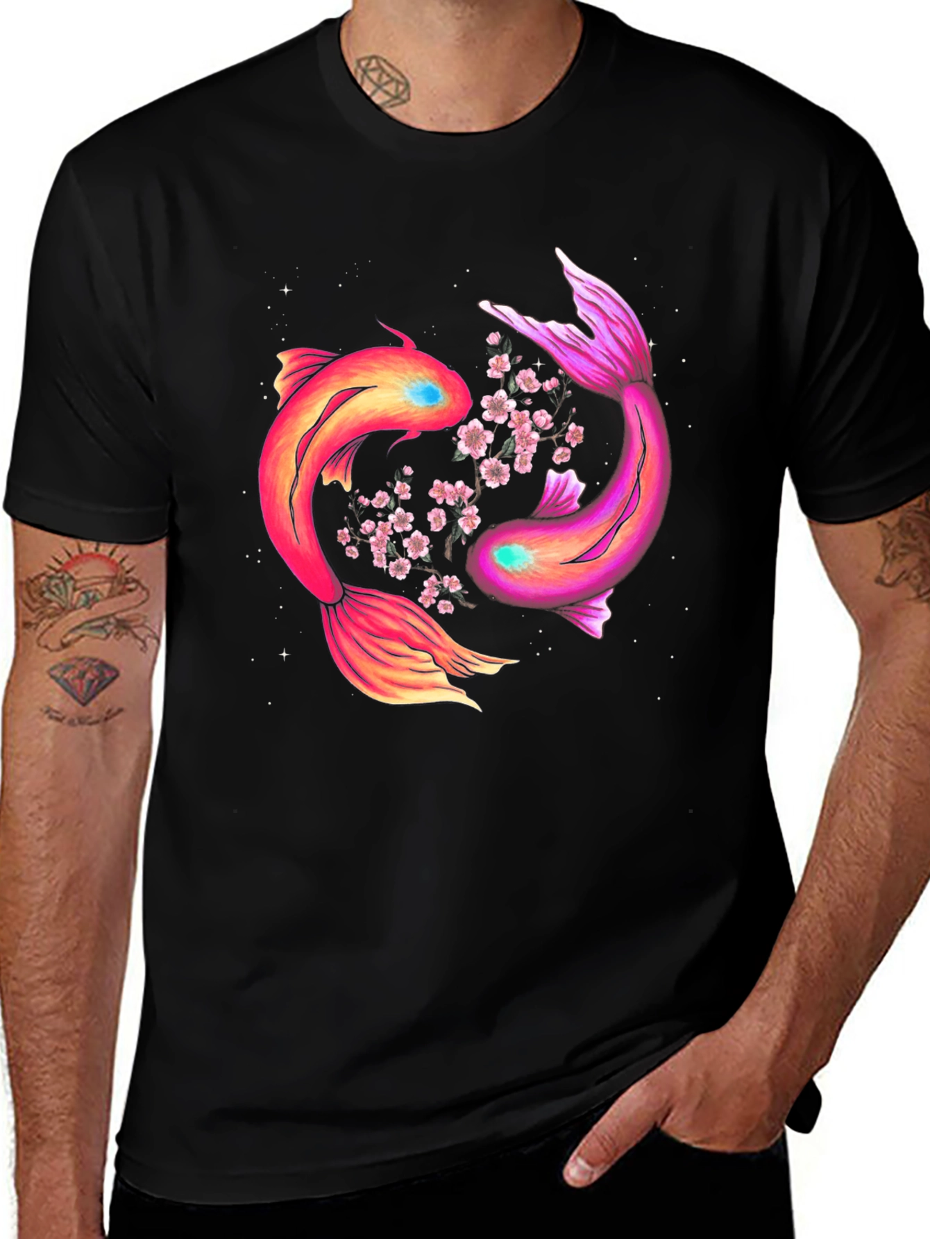 Variant 13 of Yin Yang Koi Fish Graphic Tee - Unisex