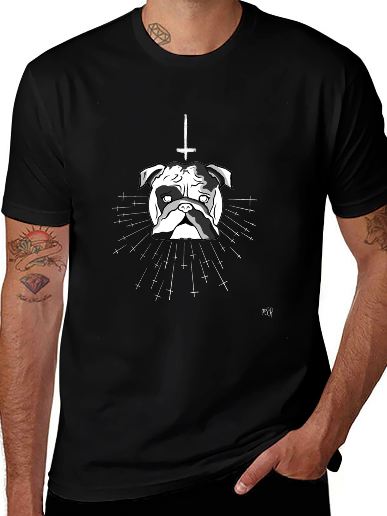 Variant 19 of Dog Graphic Tee - Inverted Cross Design