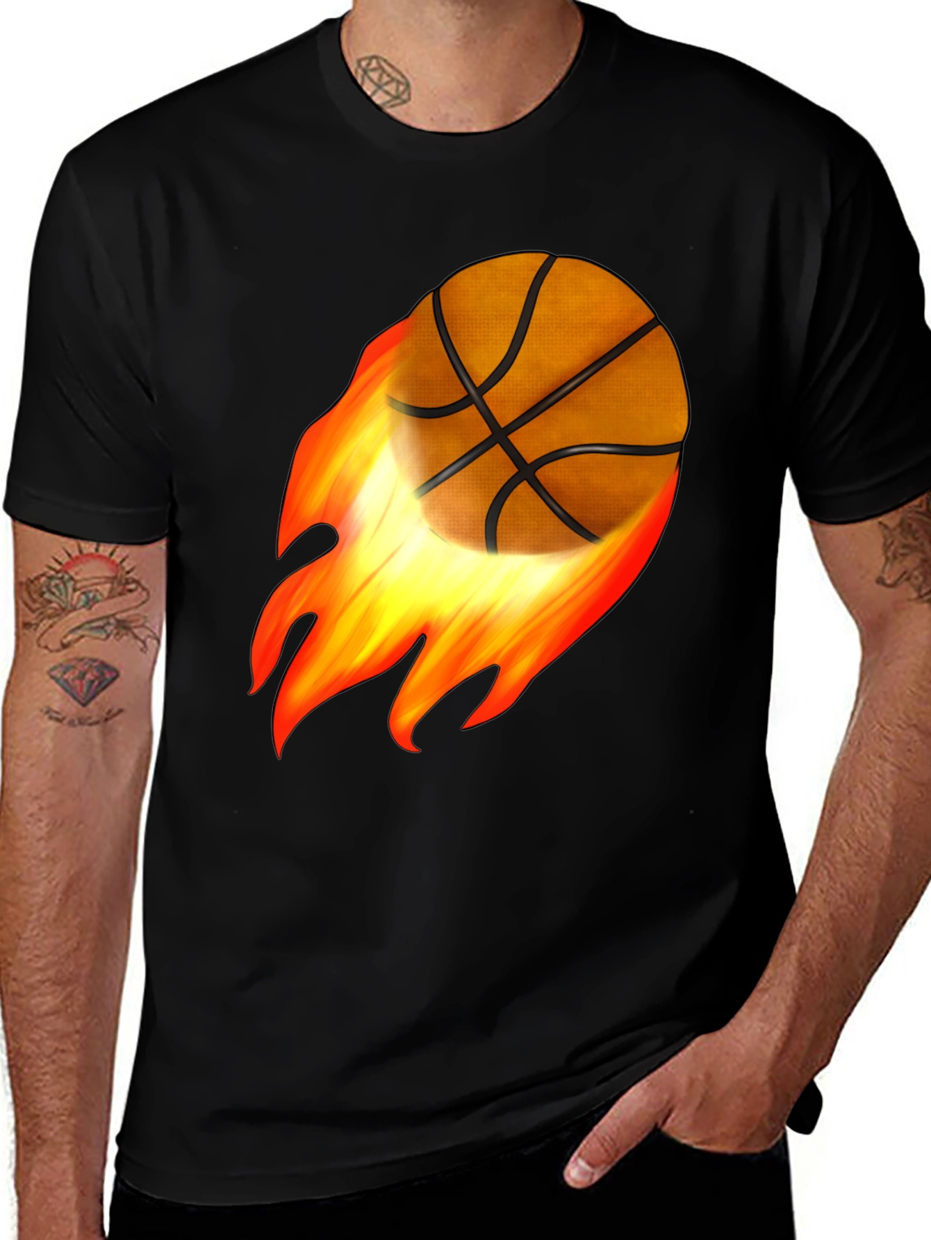 Variant 22 of Flaming Basketball Graphic Tee