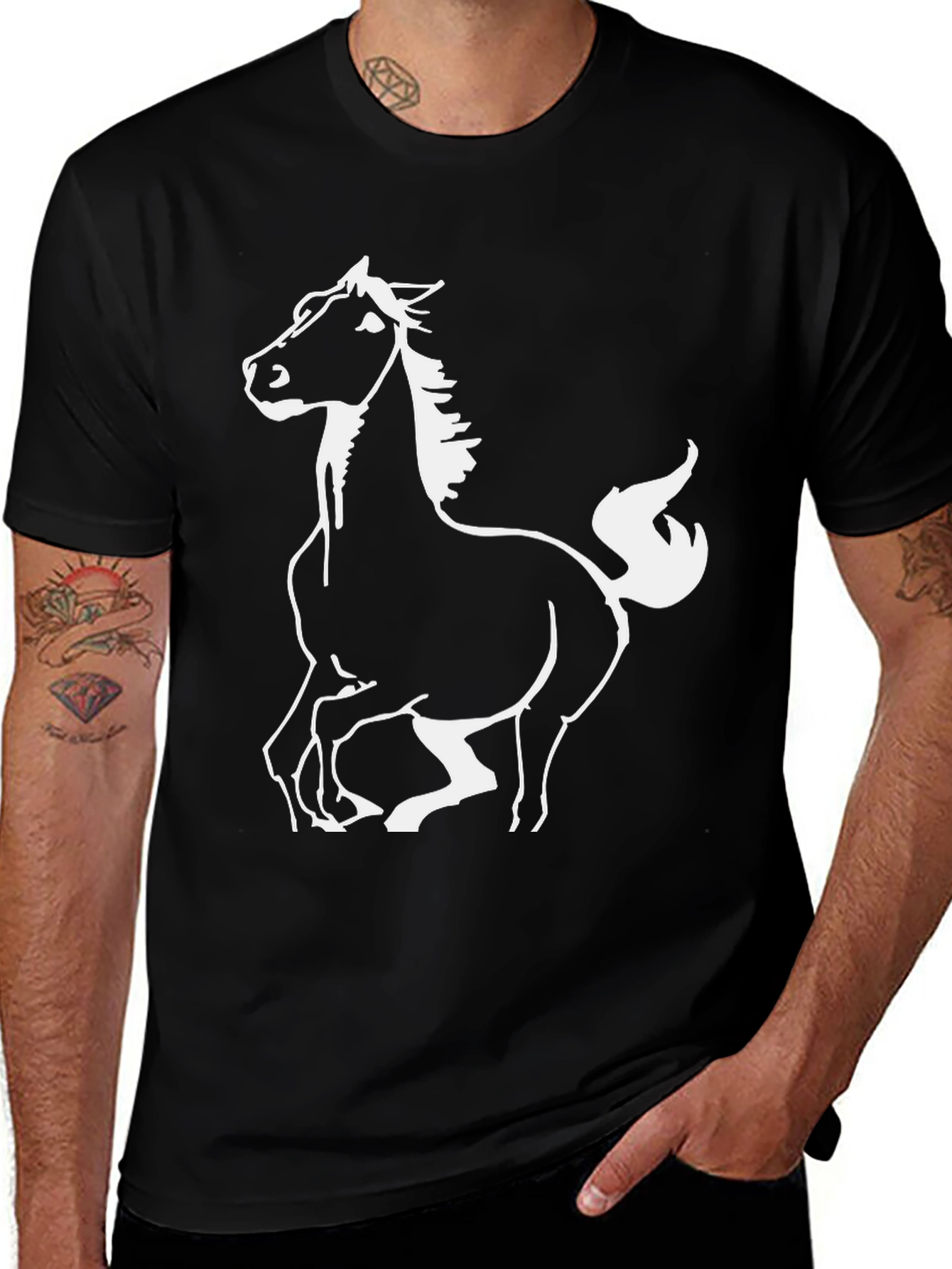 Variant 3 of Black Horse Graphic Tee - Stylish Men's T-Shirt