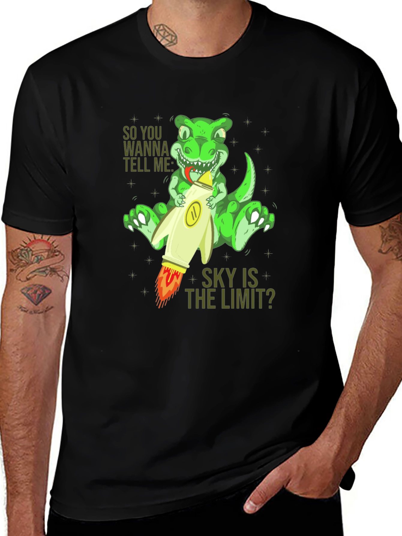 Variant 9 of Dino Rocket T-Shirt: Sky's the Limit!