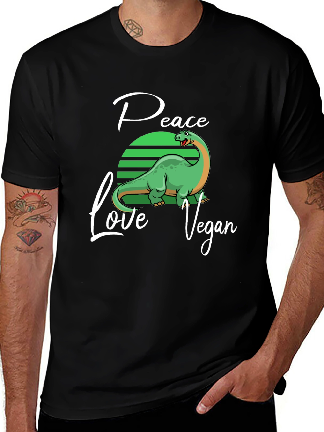 Variant 24 of Peace Love Vegan Dinosaur T-Shirt