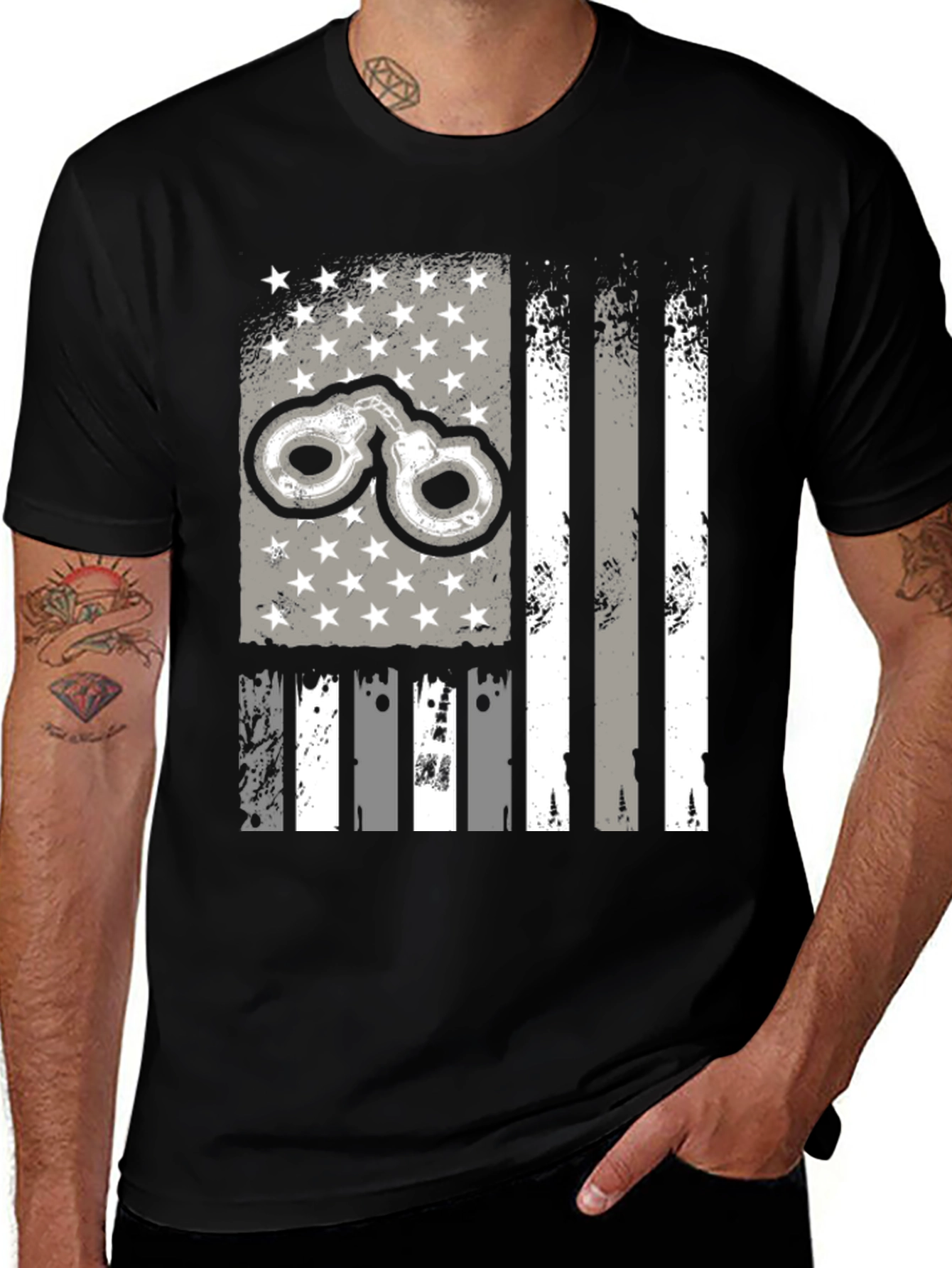 Variant 26 of Handcuffs USA Flag Men's T-Shirt