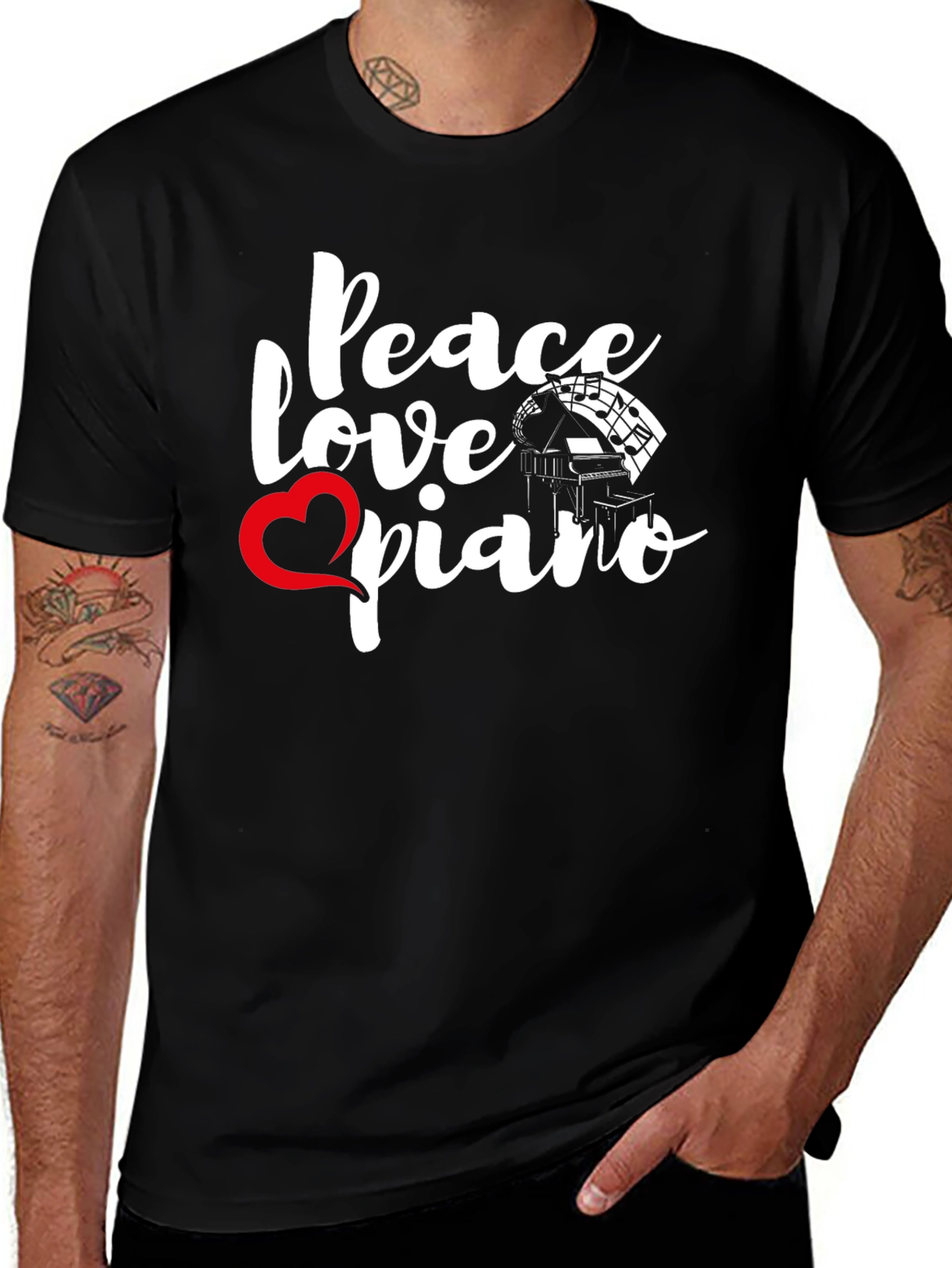 Variant 9 of Peace Love Piano Graphic Tee