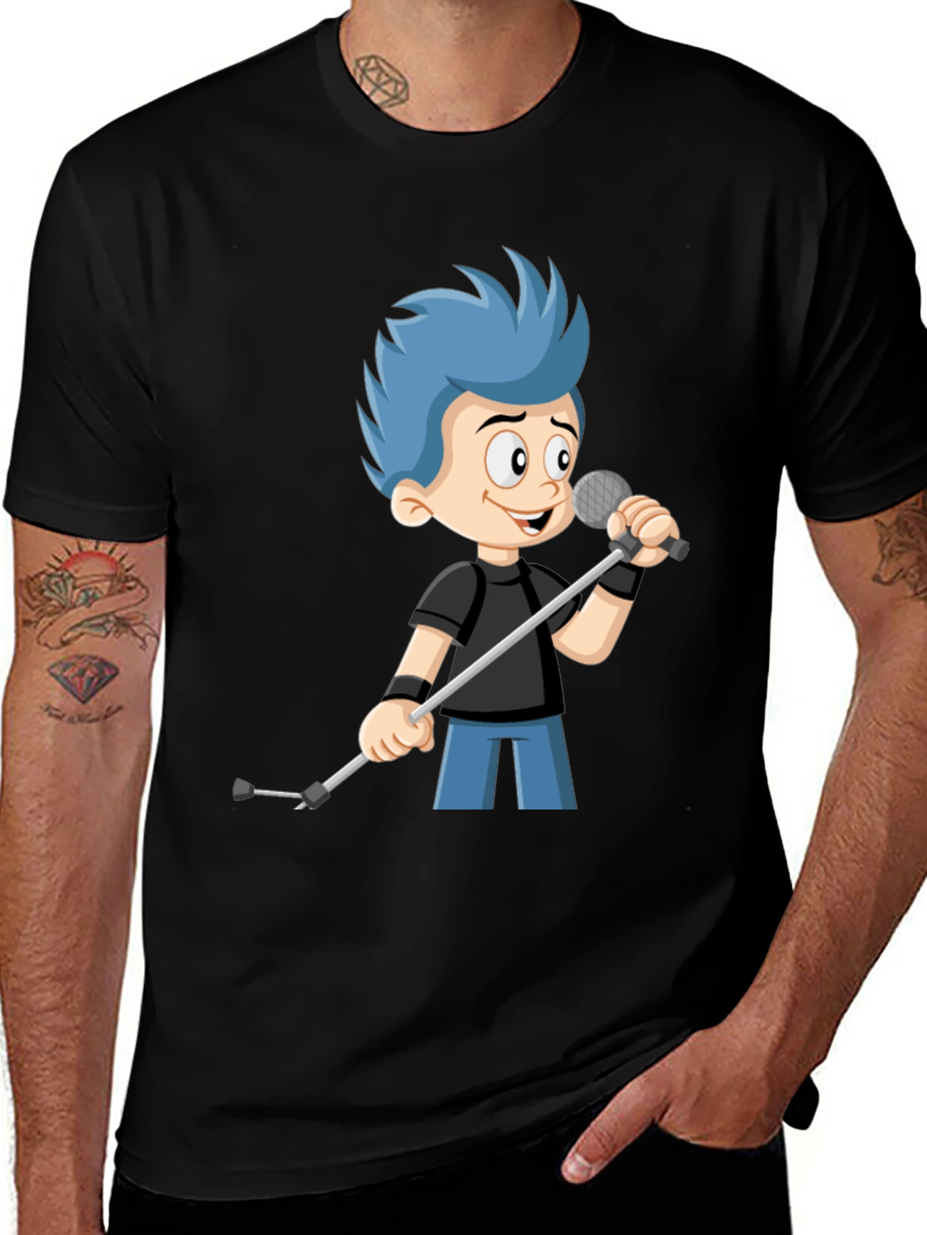 Cartoon Singer Graphic T-Shirt - Unique Style