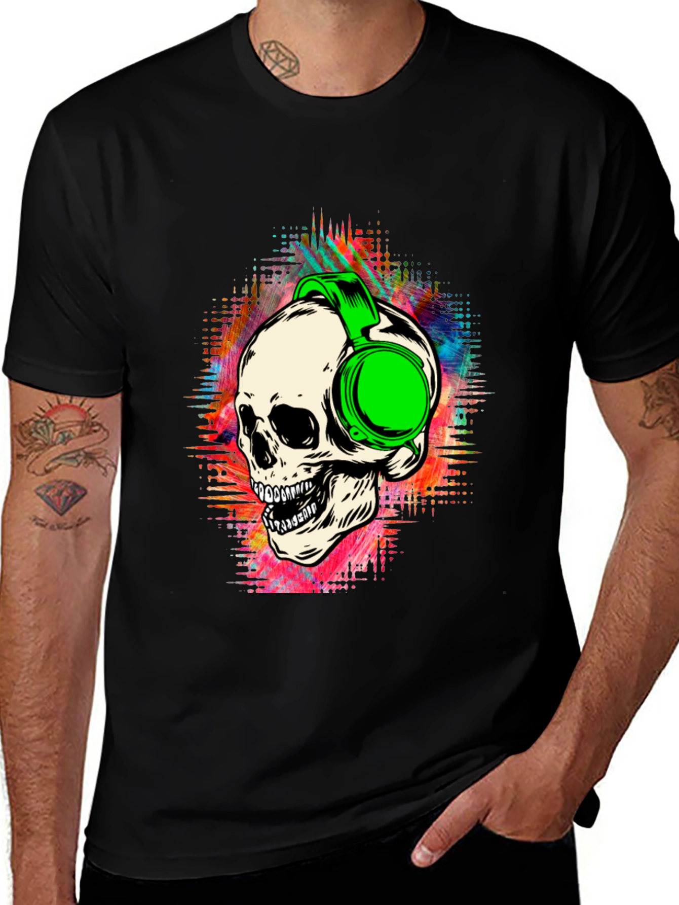 Variant 28 of Skull Headphones Graphic Print T-Shirt
