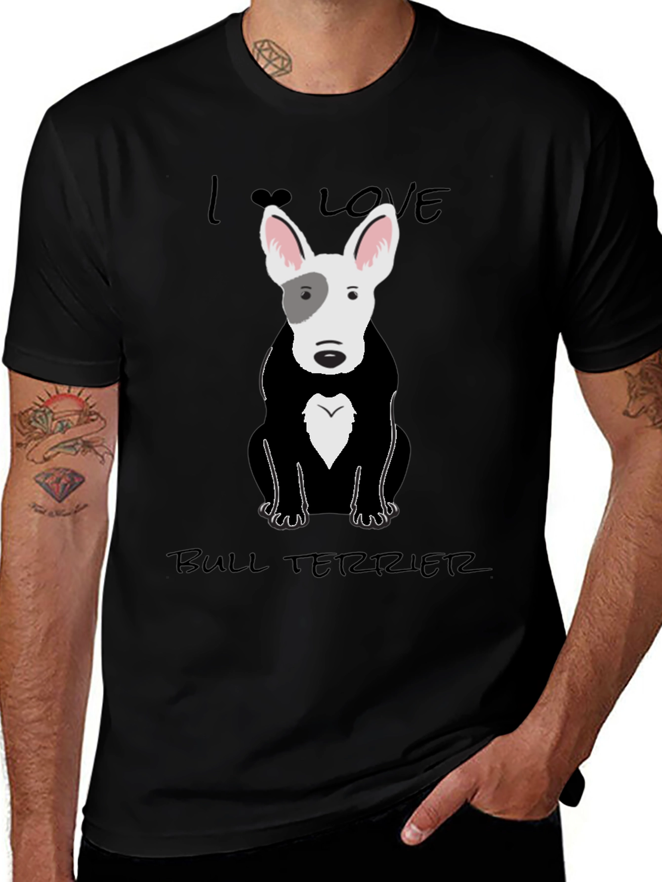 I Love Bull Terriers Black T-Shirt