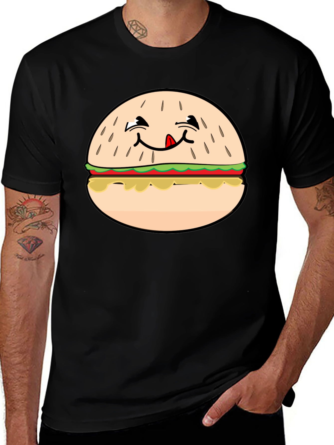 Variant 2 of Funny Burger Graphic Black T-Shirt