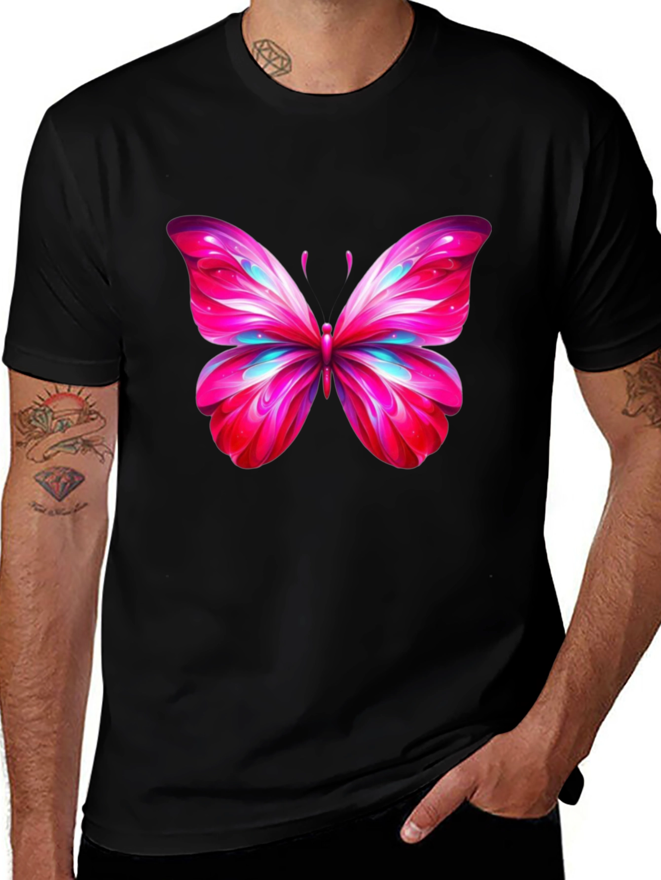 Variant 21 of Butterfly Graphic Black T-Shirt