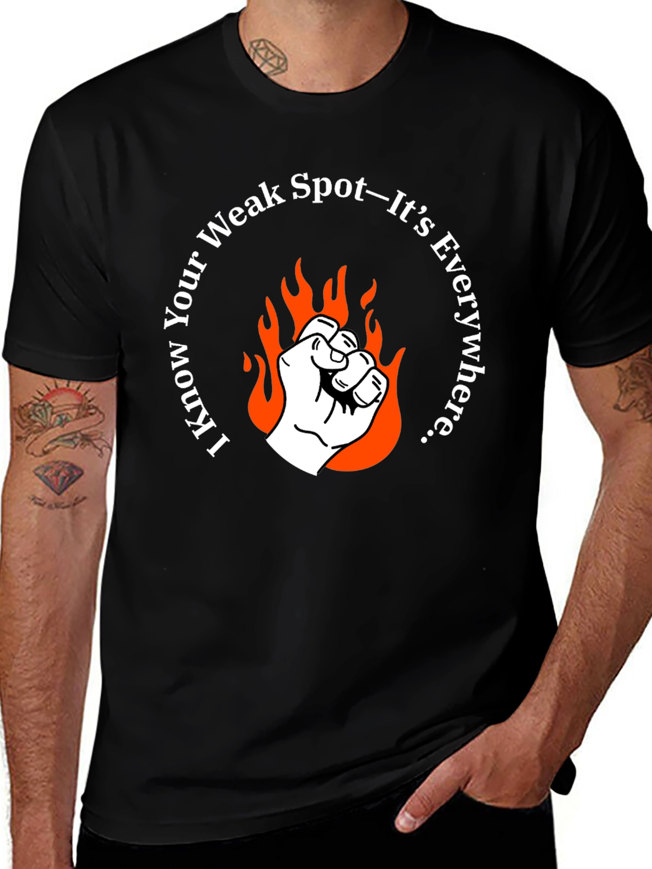 Variant 16 of I Know Your Weak Spot T-Shirt - Bold Graphic Tee
