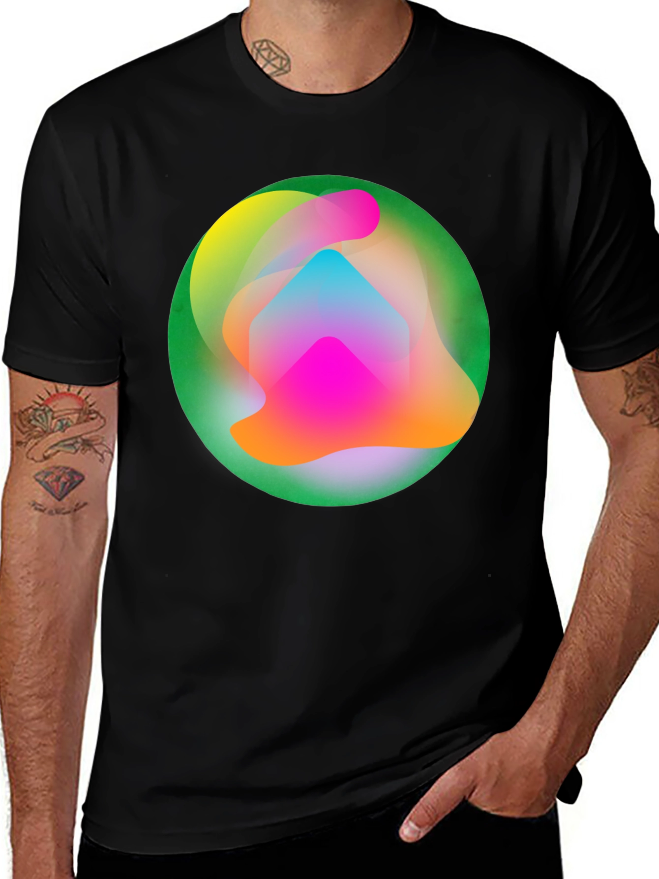 Abstract Graphic Print Black T-Shirt