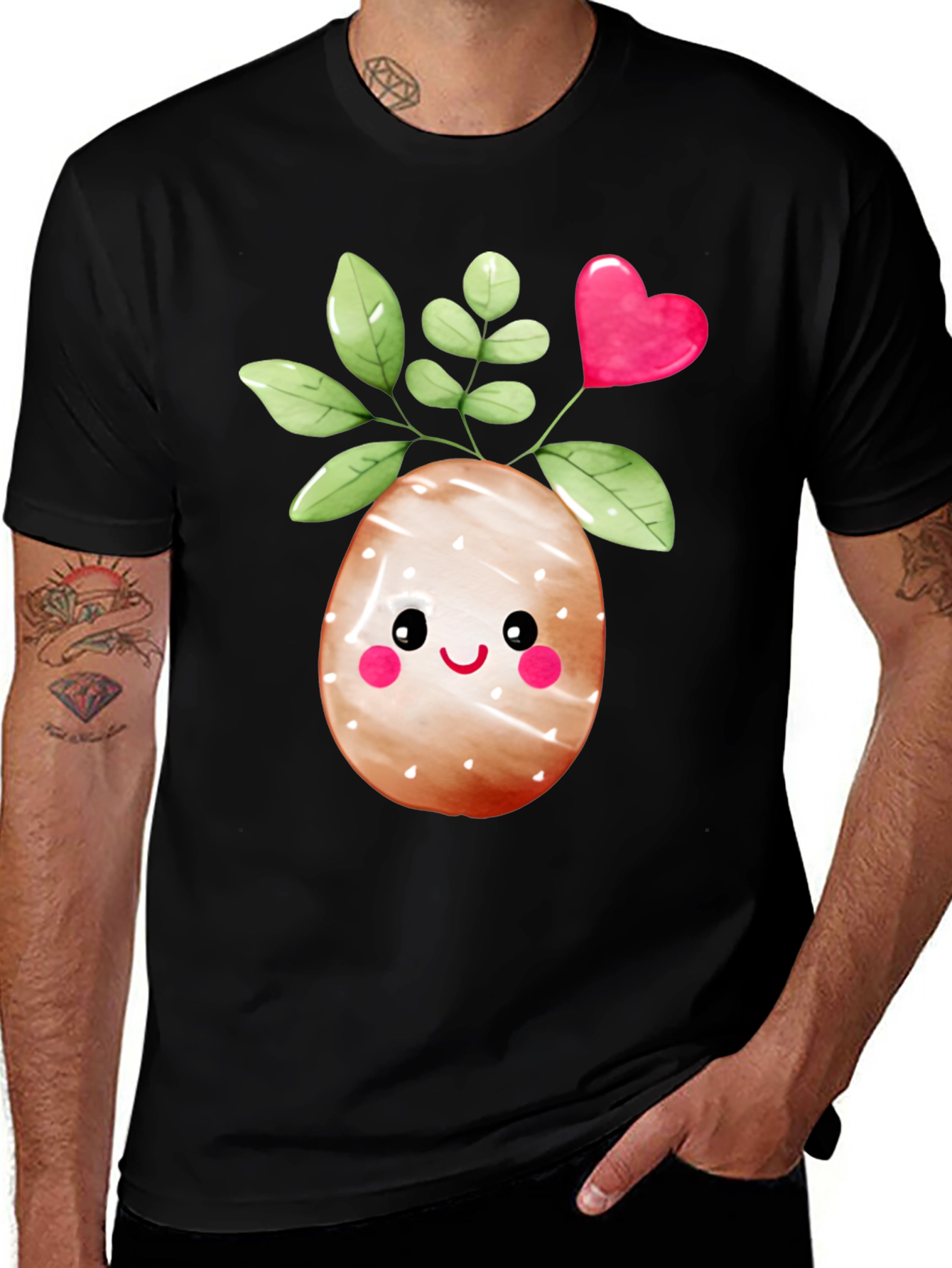 Black Cute Easter Egg Plant Graphic Tee main image