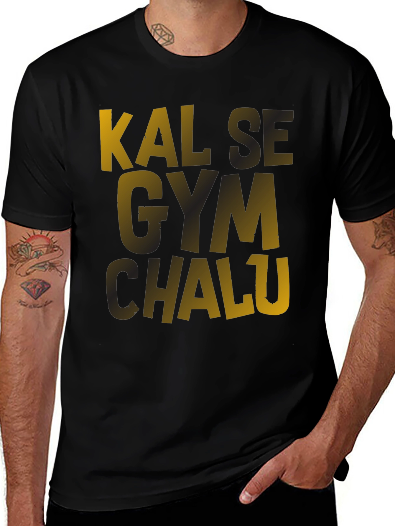 Variant 12 of Kal Se Gym Chalu Men's Black T-Shirt