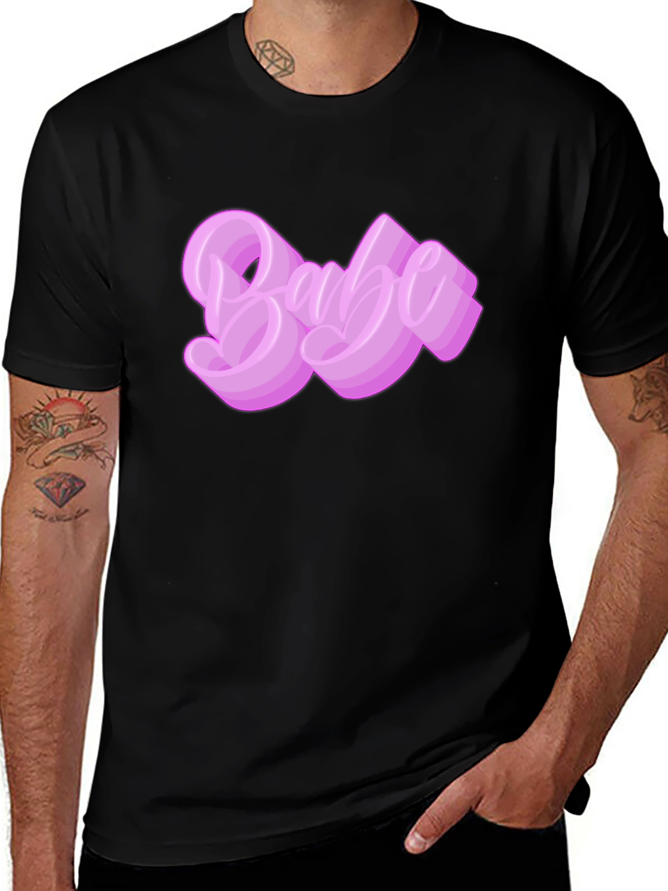 Variant 29 of Stylish Black T-Shirt with "Babe" Graphic