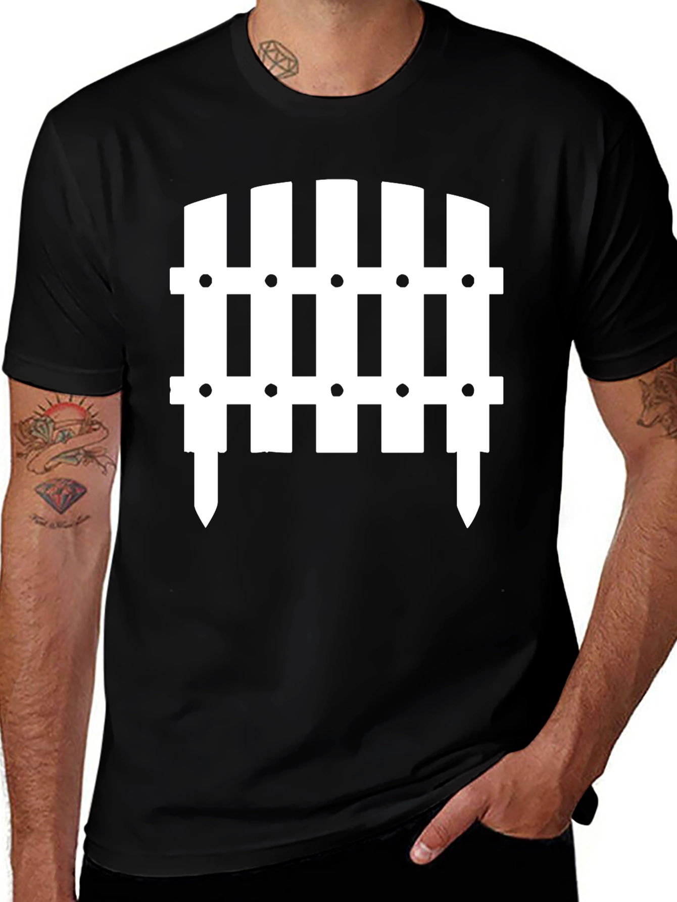 Variant 28 of Fence Graphic T-Shirt - Novelty Tee