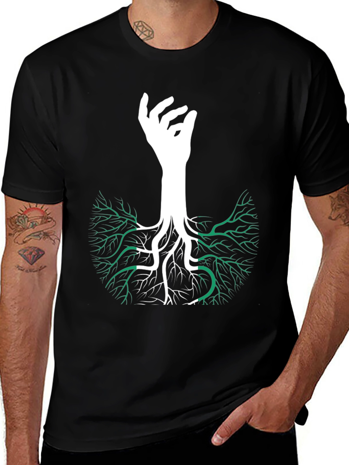 Nigeria Roots T-Shirt - Hand Tree Design