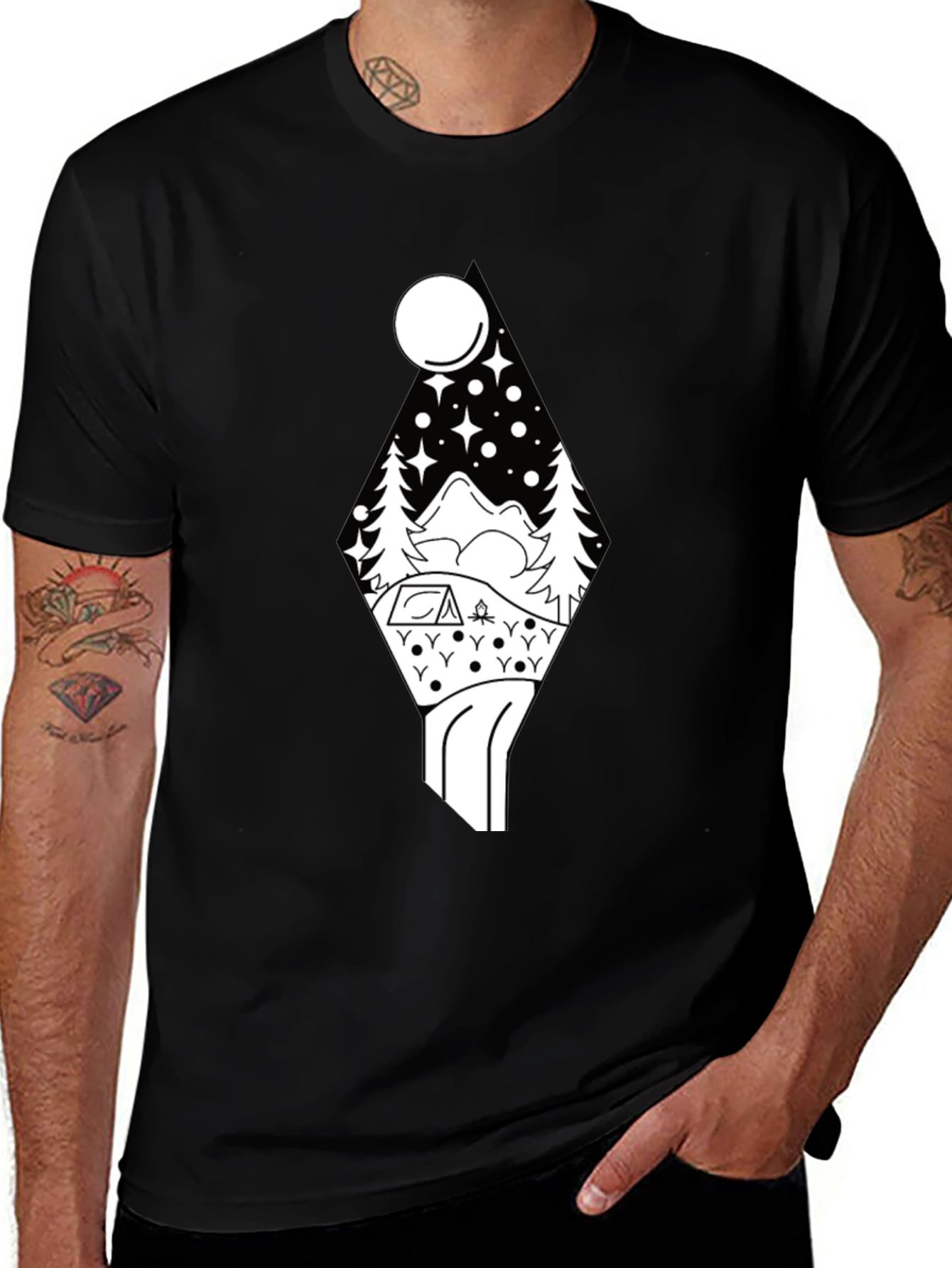 Variant 22 of Nature Scene Graphic Tee - Black Cotton Blend