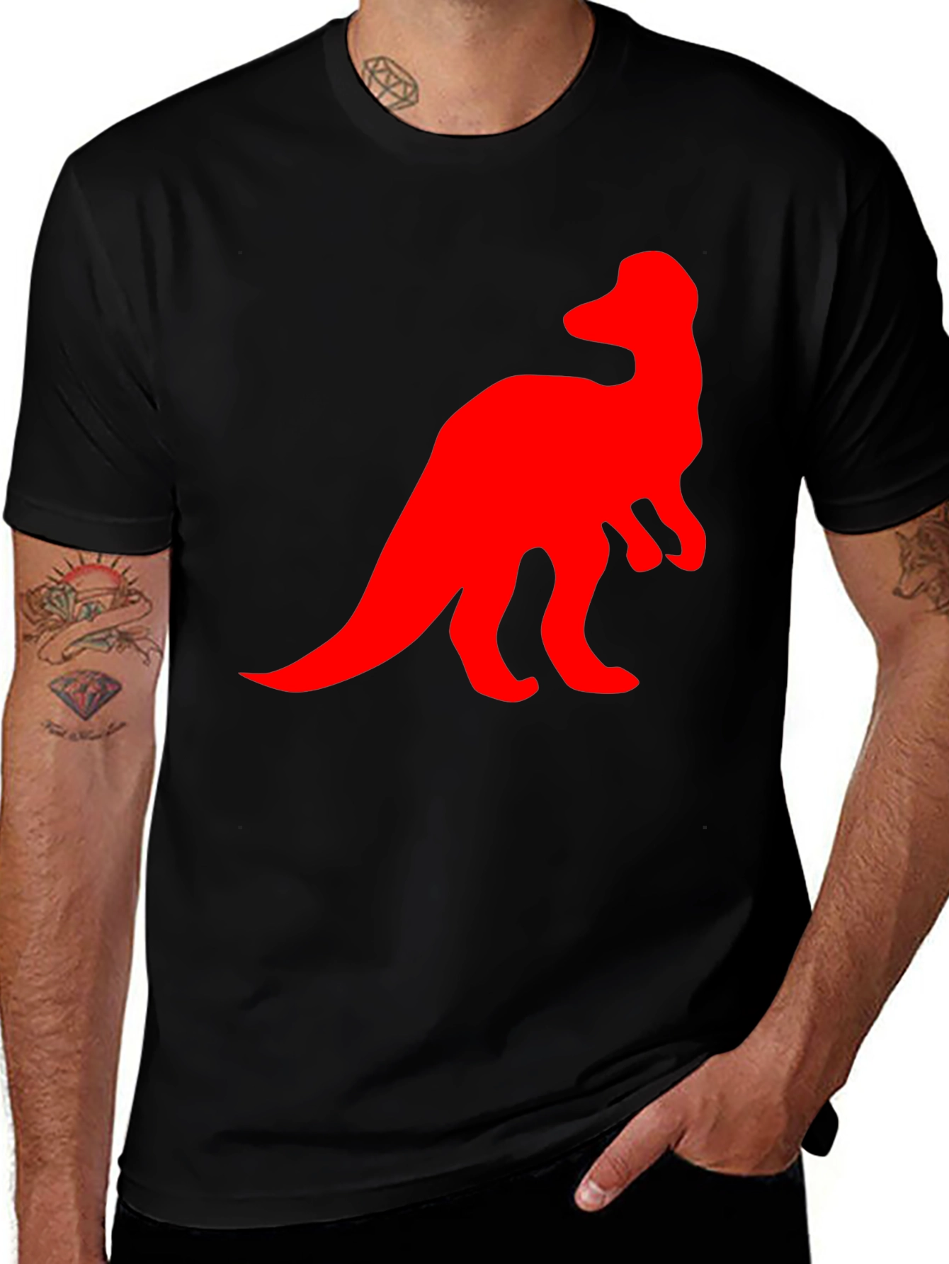 Variant 2 of Dinosaur Graphic Tee - Casual Black T-Shirt