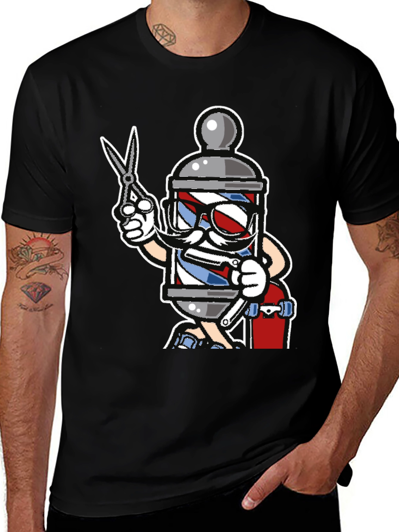 Variant 3 of Barber Pole Cartoon Graphic T-Shirt