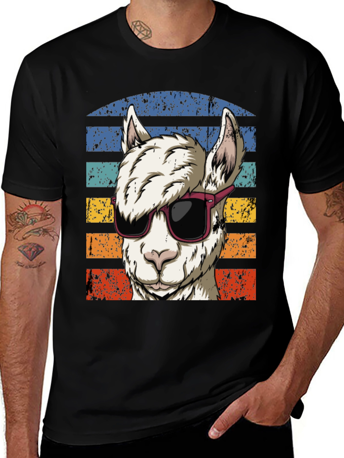 Variant 27 of Cool Llama Retro Graphic Tee