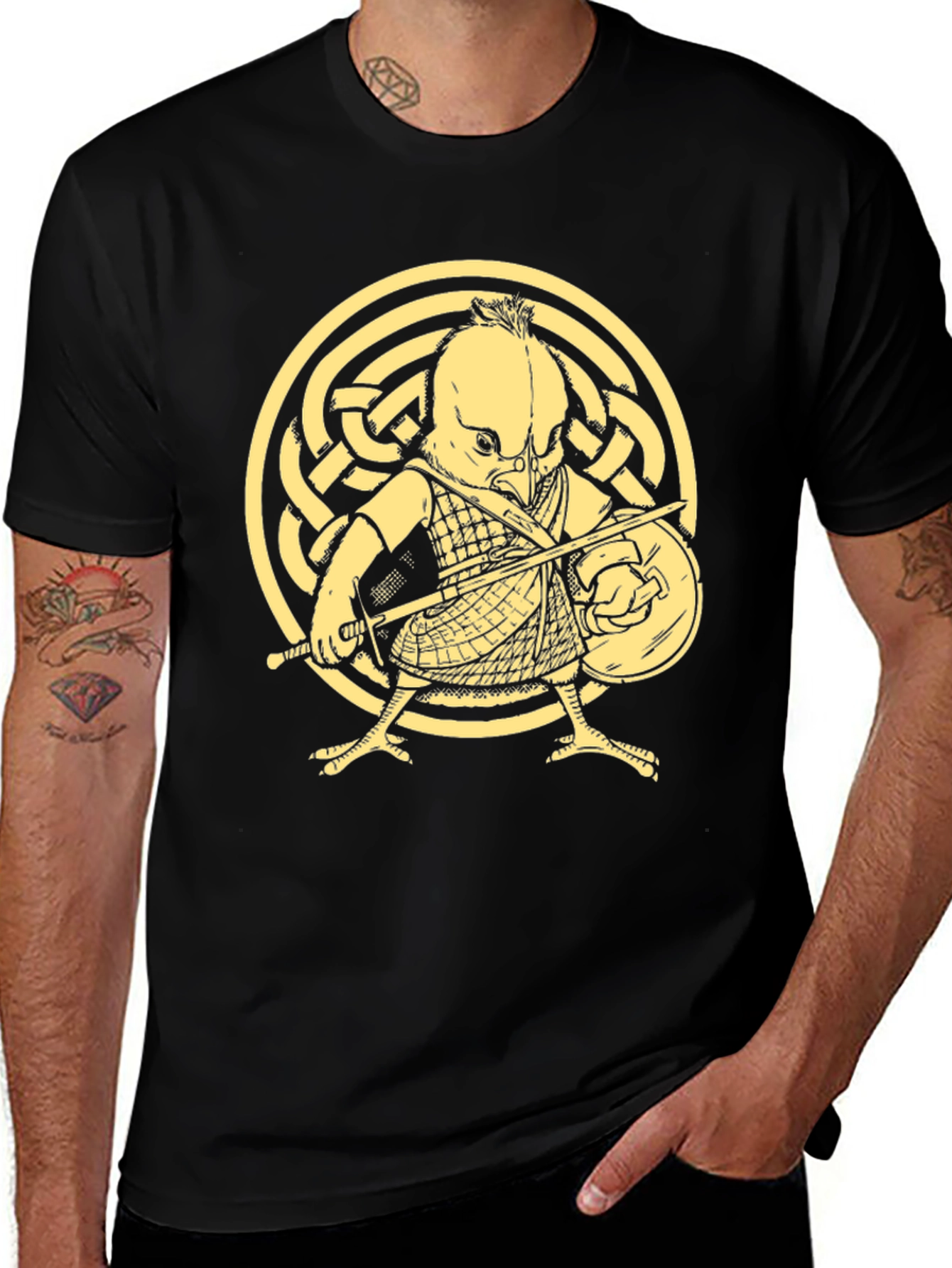 Variant 3 of Black T-Shirt with Warrior Chicken Graphic