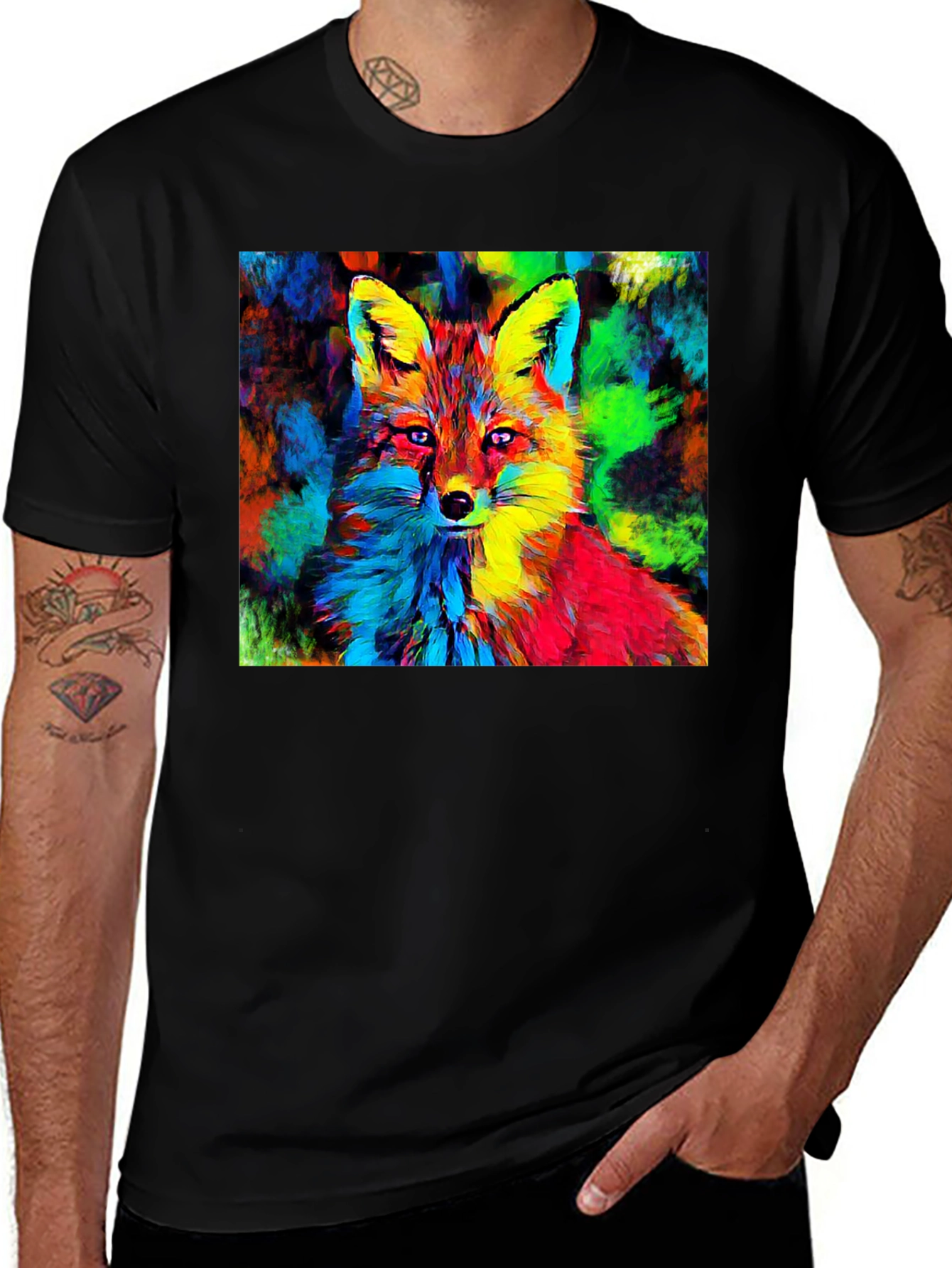 Variant 11 of Vibrant Fox Graphic Tee - Artistic Animal Print