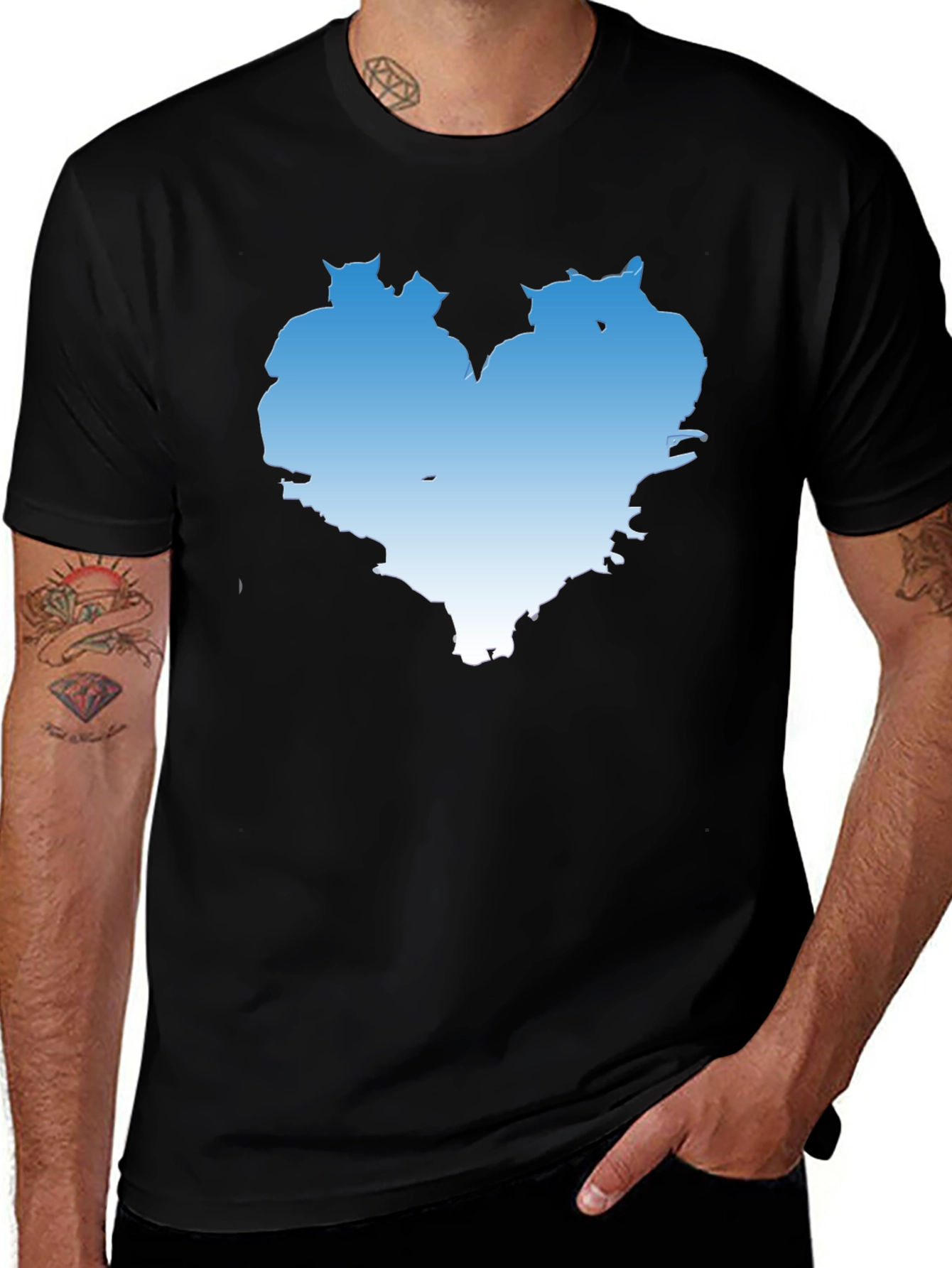 Heart Shaped Sky Blue Graphic Tee