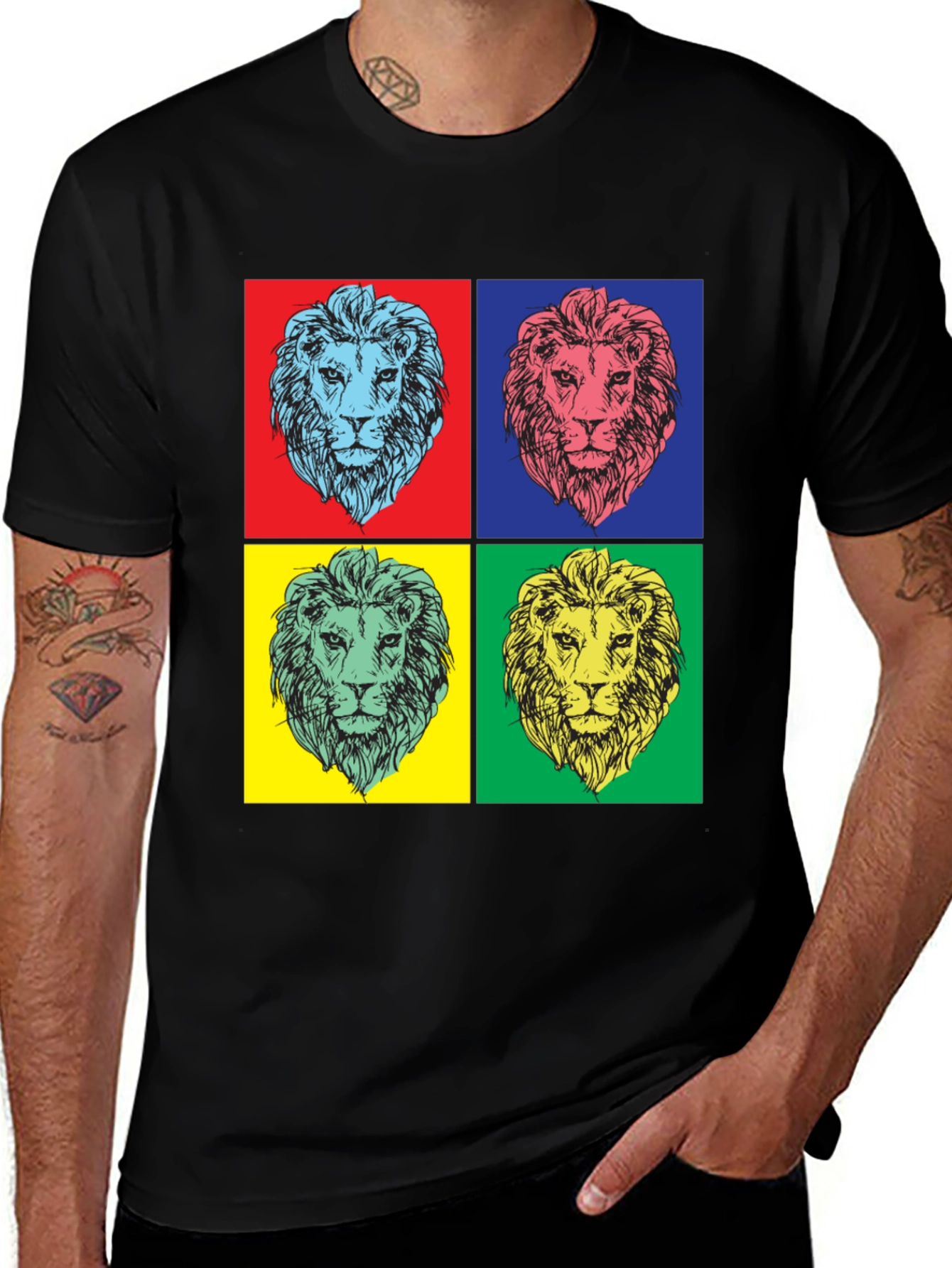 Variant 5 of Pop Art Lion Graphic Tee - Bold Statement Shirt