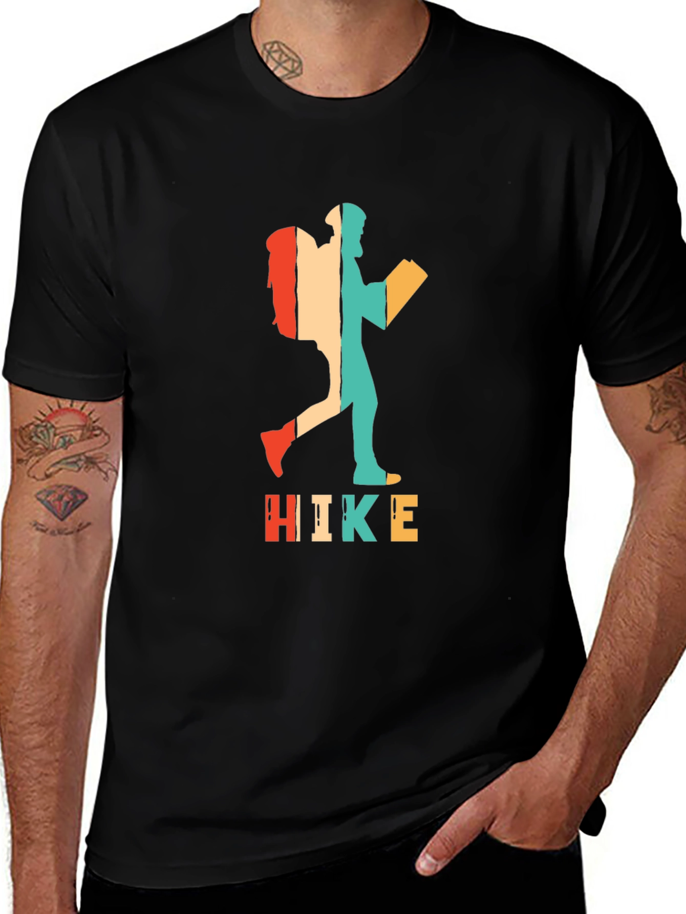 Variant 9 of Hike Graphic Tee - Retro Hiker Design