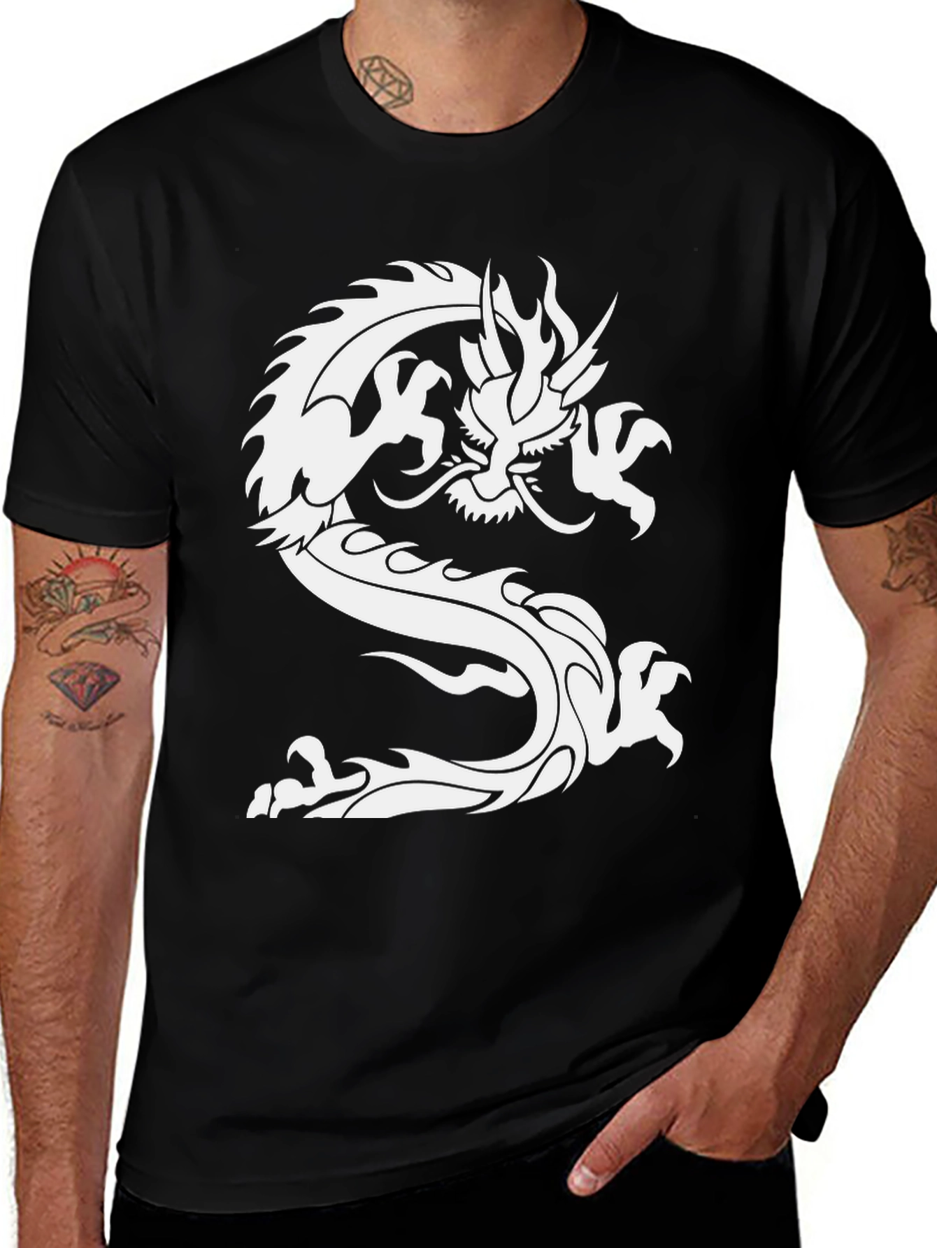 Variant 26 of Dragon Graphic Black T-Shirt - Bold Style