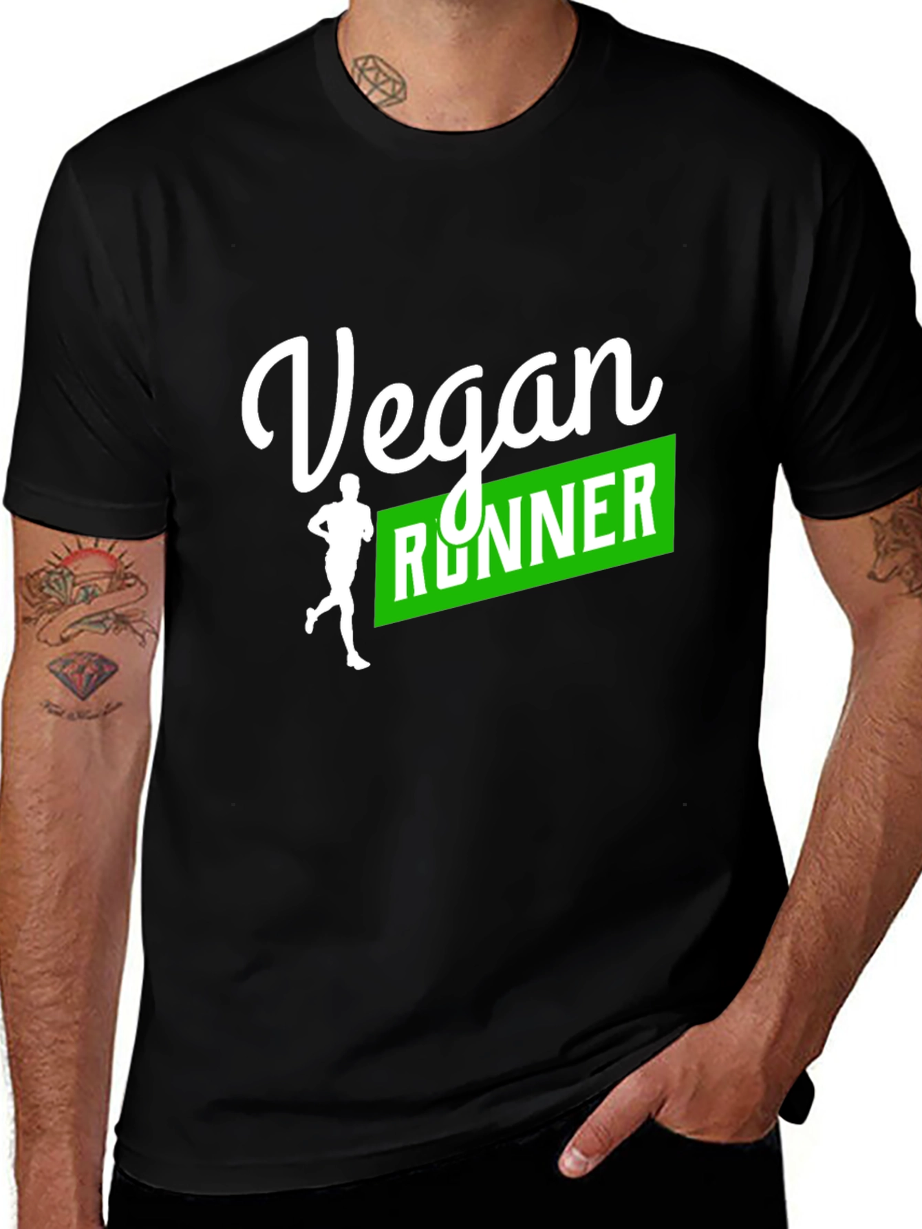 Variant 17 of Vegan Runner Graphic Tee - Black