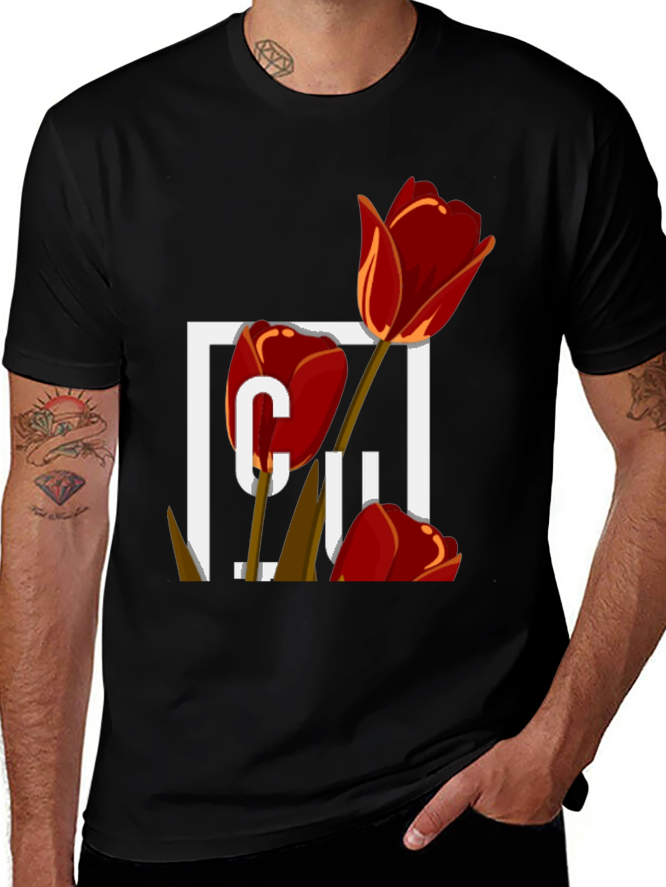 Variant 22 of Tulip Graphic Tee - Modern Floral Shirt