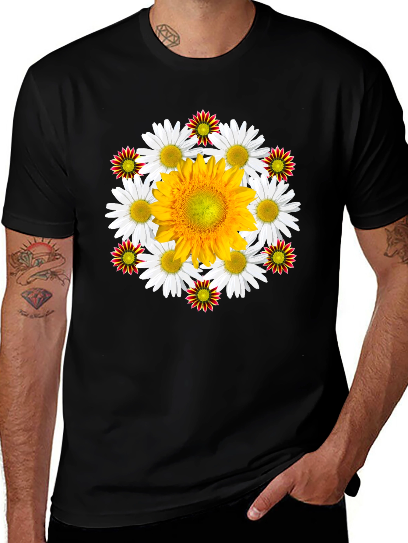 Variant 26 of Floral Medallion Black T-Shirt
