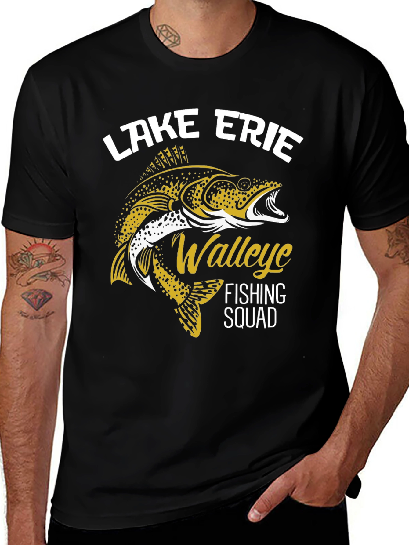 Lake Erie Walleye Fishing Squad Black T-Shirt