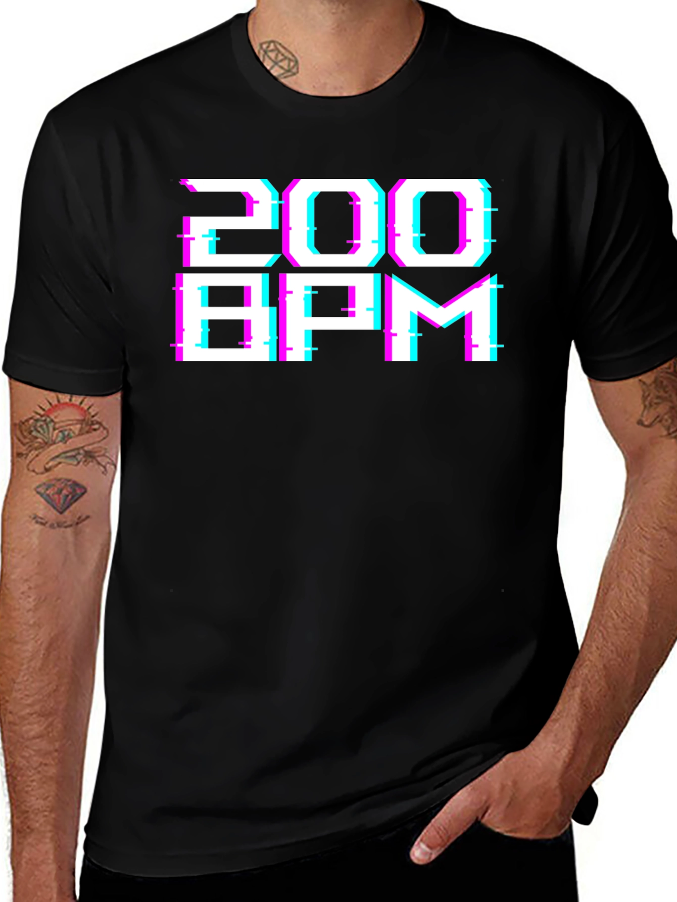 Variant 14 of 200 BPM Glitch Graphic Tee - Black