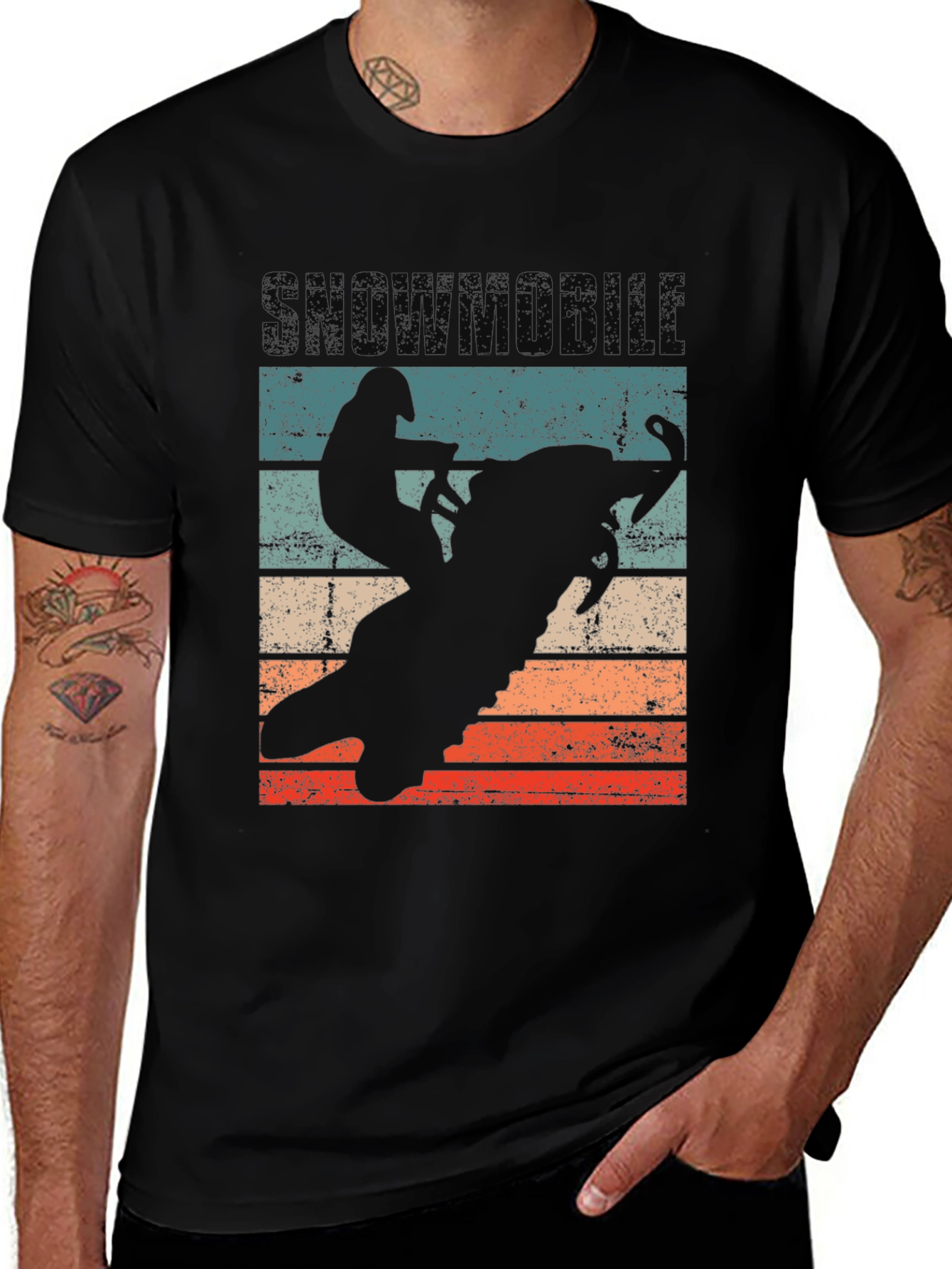 Snowmobile Silhouette Retro T-Shirt