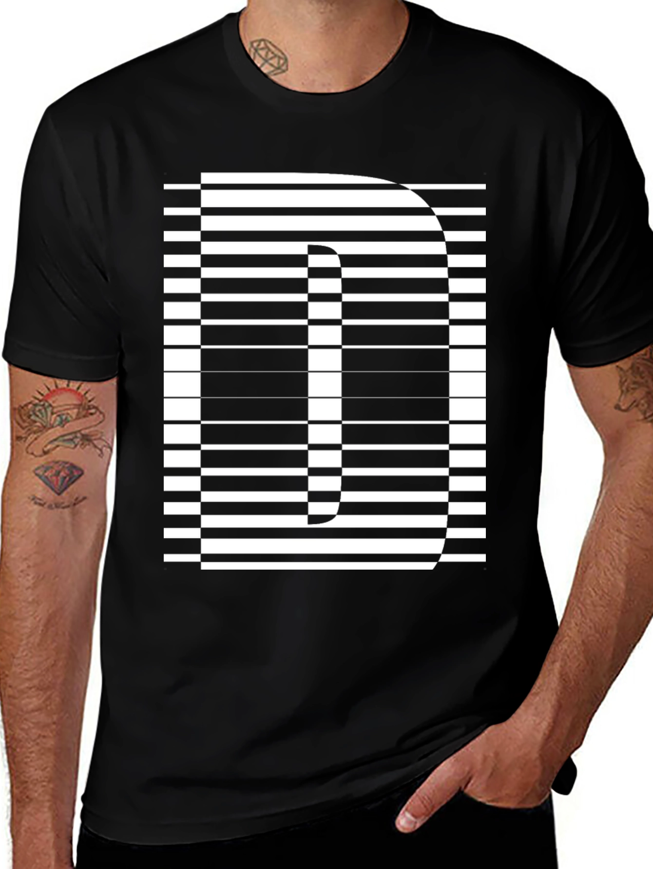 Variant 28 of Optical Illusion Letter Graphic Tee