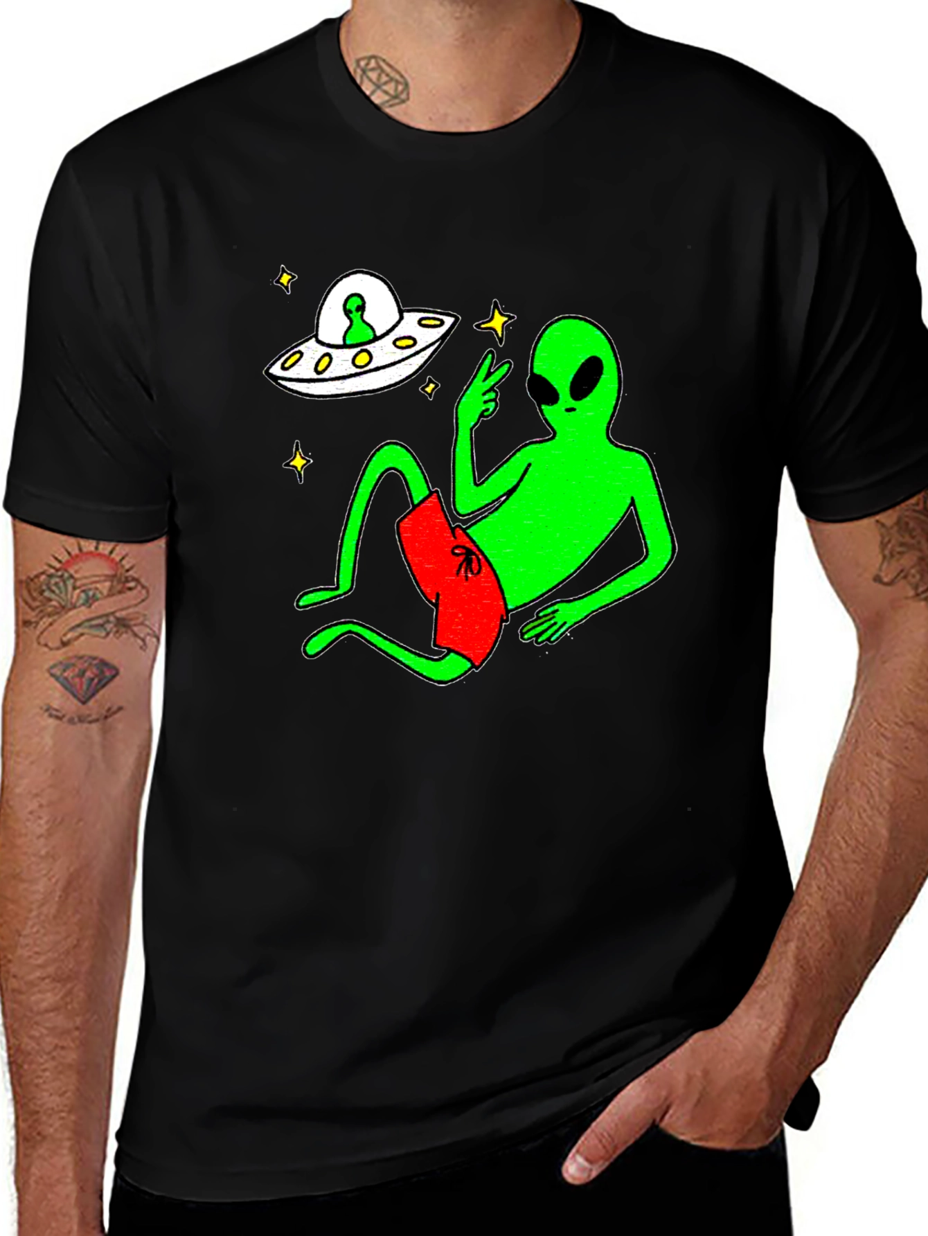 Variant 2 of Cool Alien Chill T-Shirt - Black