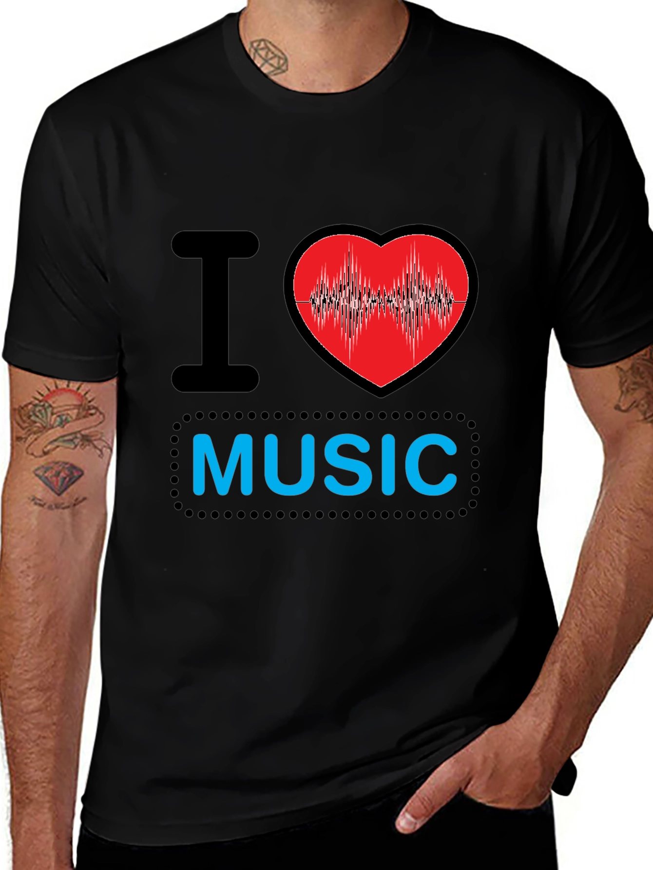 Variant 10 of I Heart Music Black T-Shirt