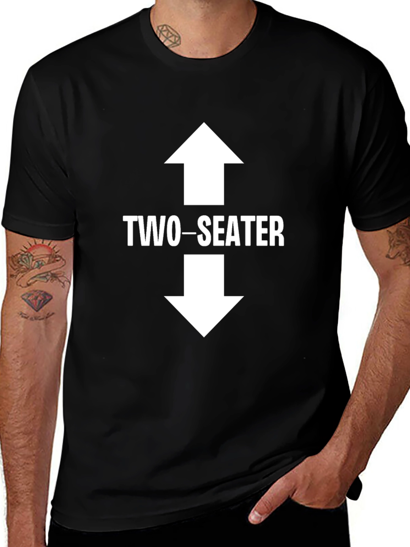 Variant 5 of Two-Seater Arrow Graphic Tee - Black Cotton T-Shirt